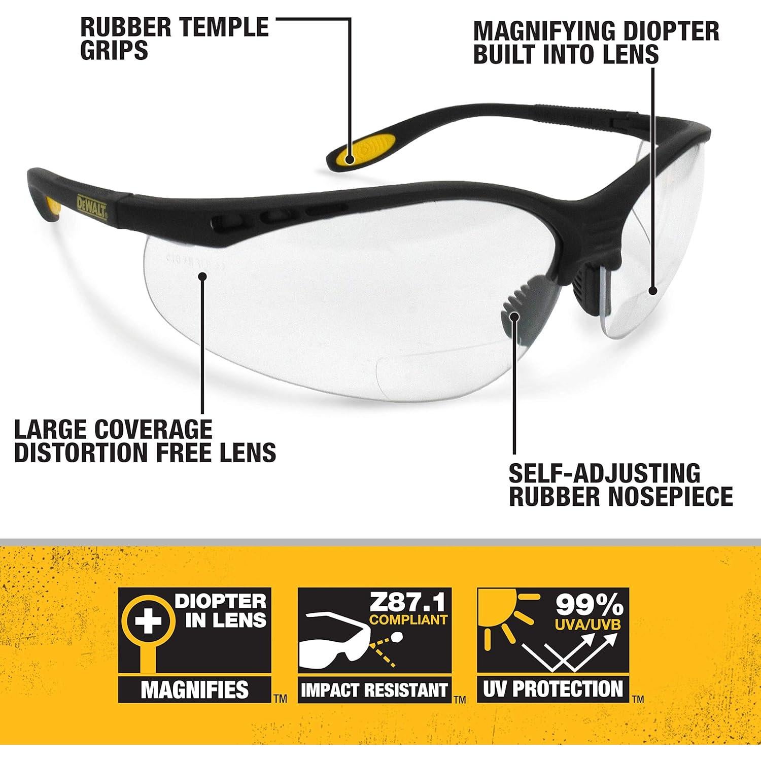 Gafas de Seguridad DEWALT DPG59-125C Bifocal 2.5 Lente Claro