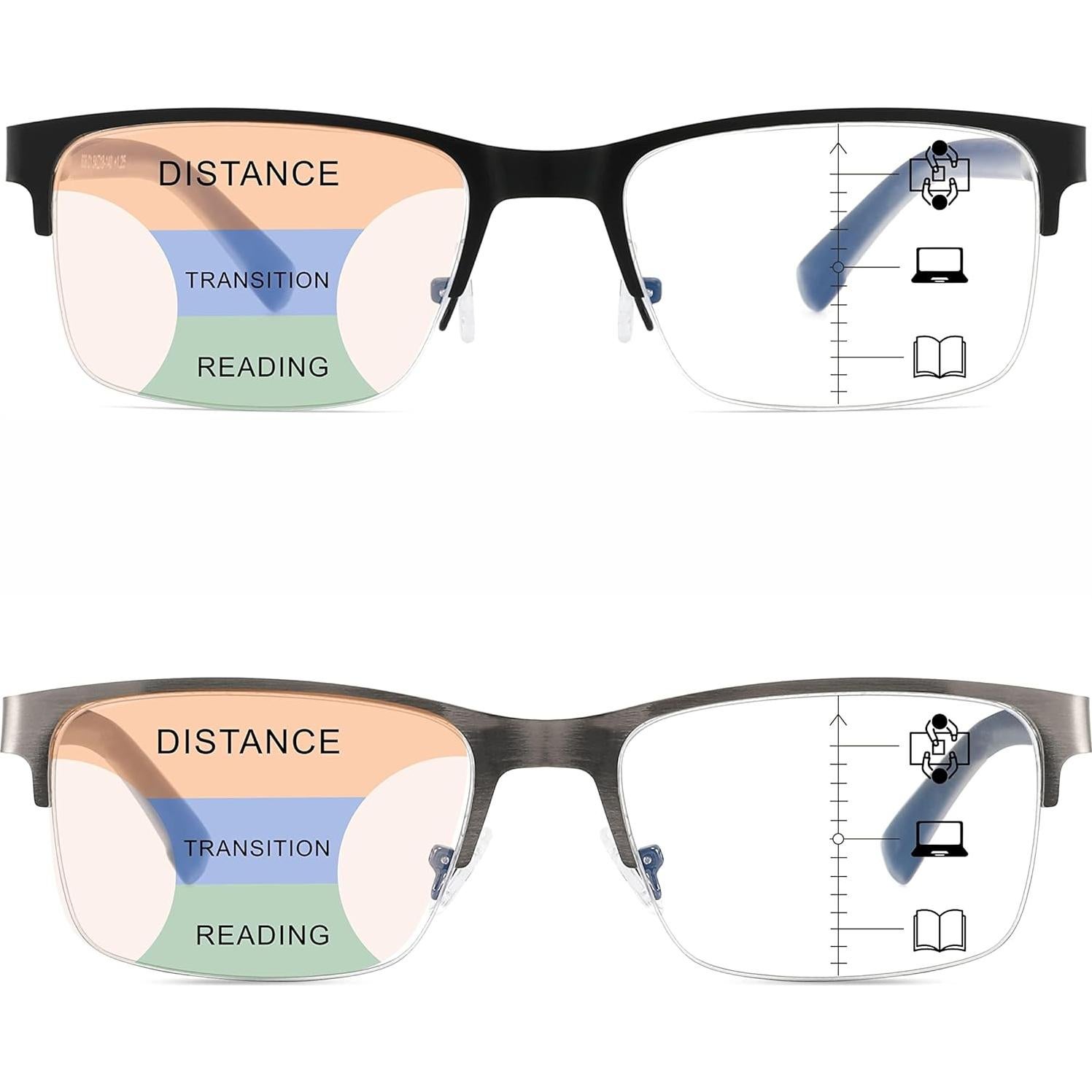 Gafas de lectura multifocal Sunamoy 1.25 sin línea 2pk