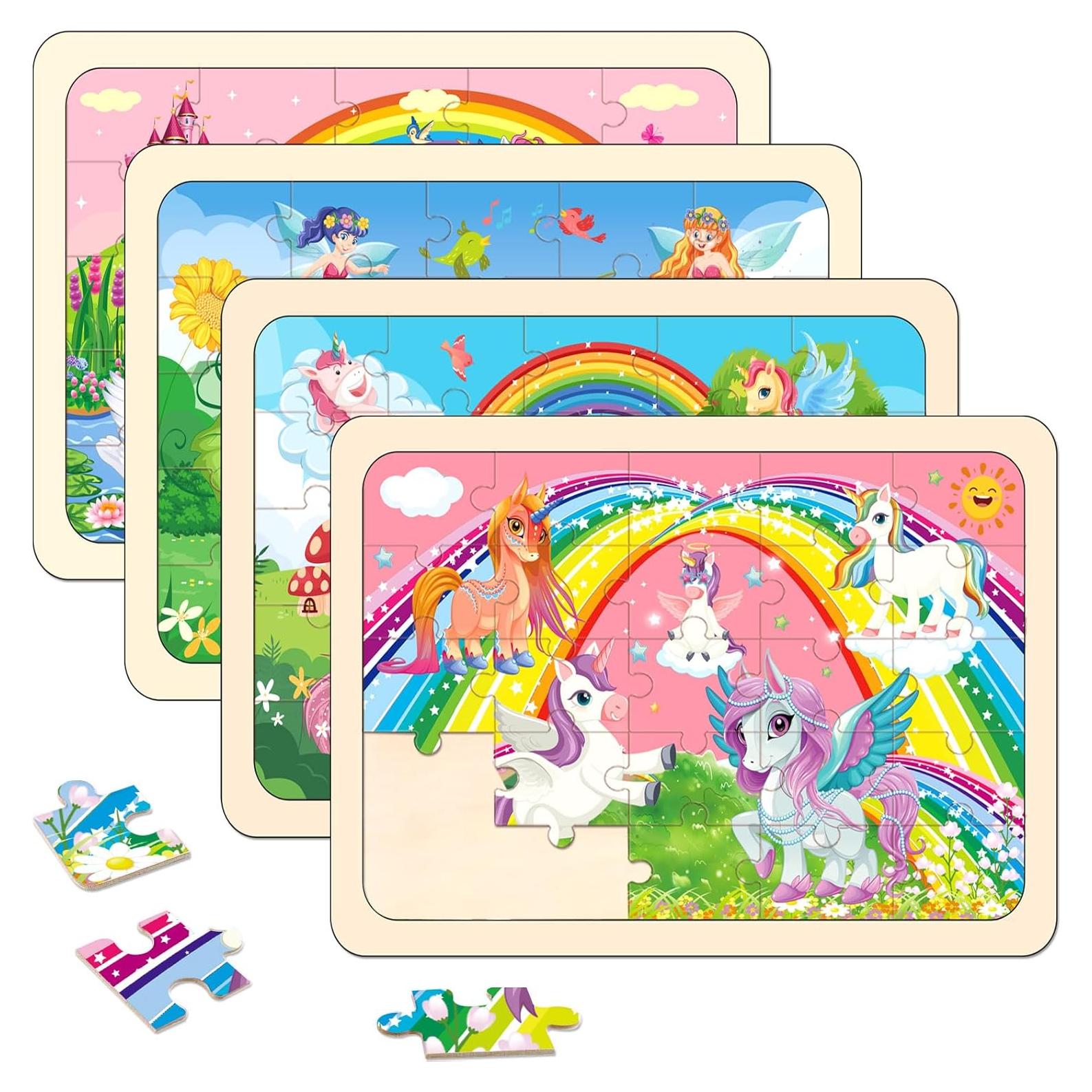 Rompecabezas de Madera MJBLKEREN 4 en 1 para Niños