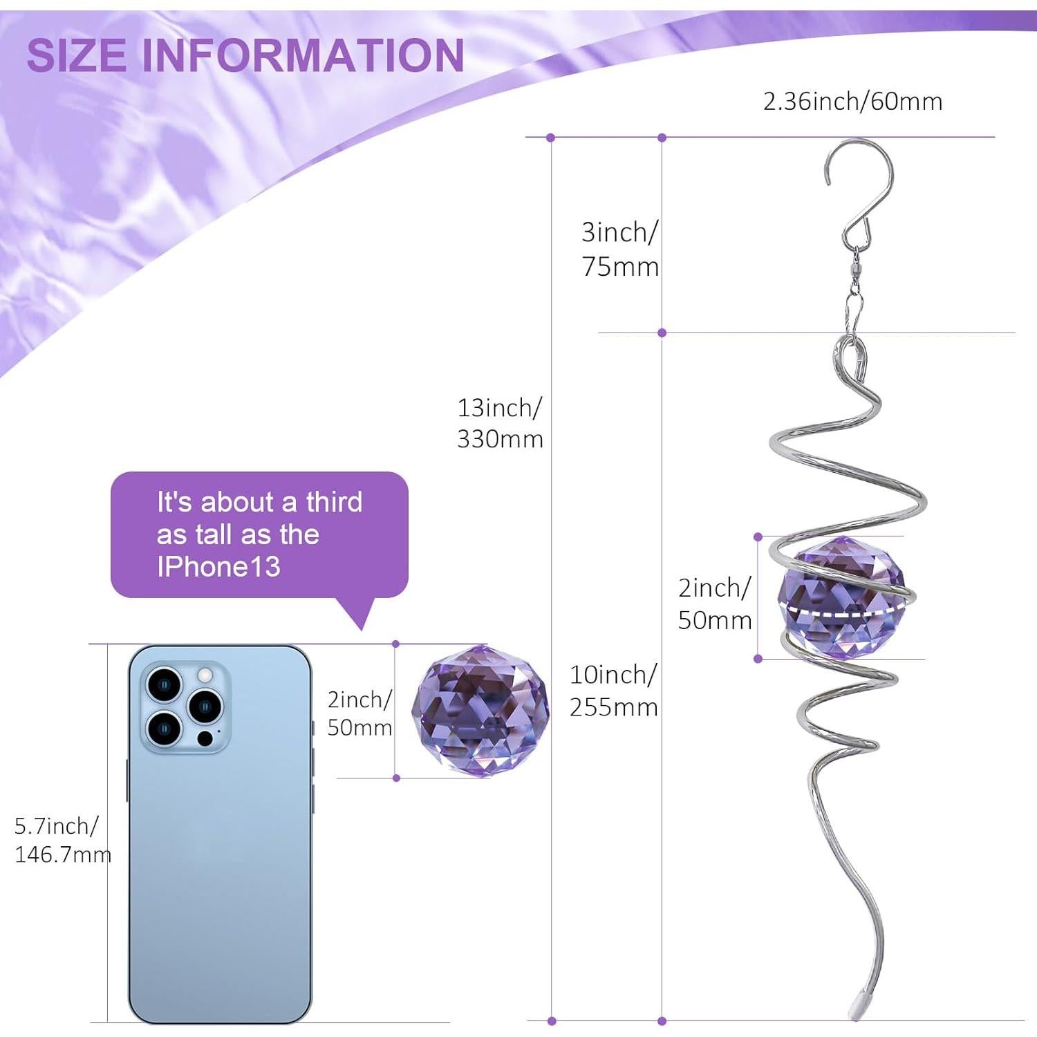 Cola Espiral Eiryhope con Bola de Cristal Púrpura 33 cm