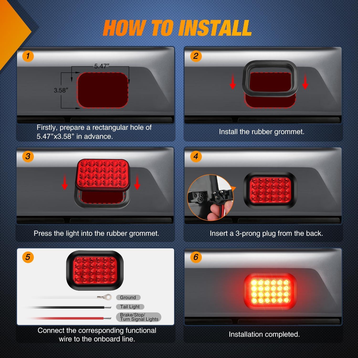 Luz Trasera Rectangular Nilight TL-290R 24 LED Rojo IP67