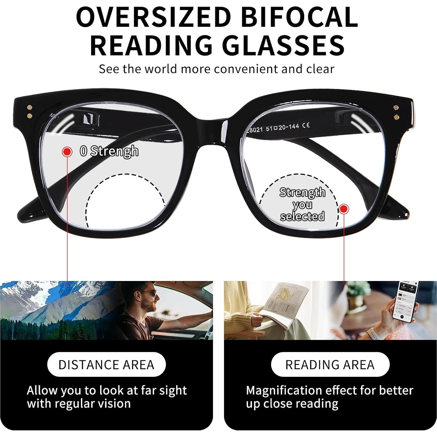 Gafas de lectura bifocales ZESAKER 1.5x con luz azul