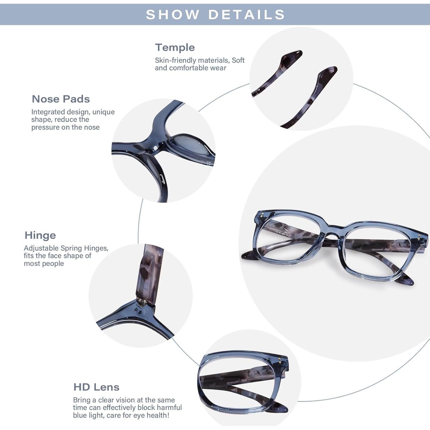 Gafas de lectura bifocales ZESAKER 3.0x con luz azul