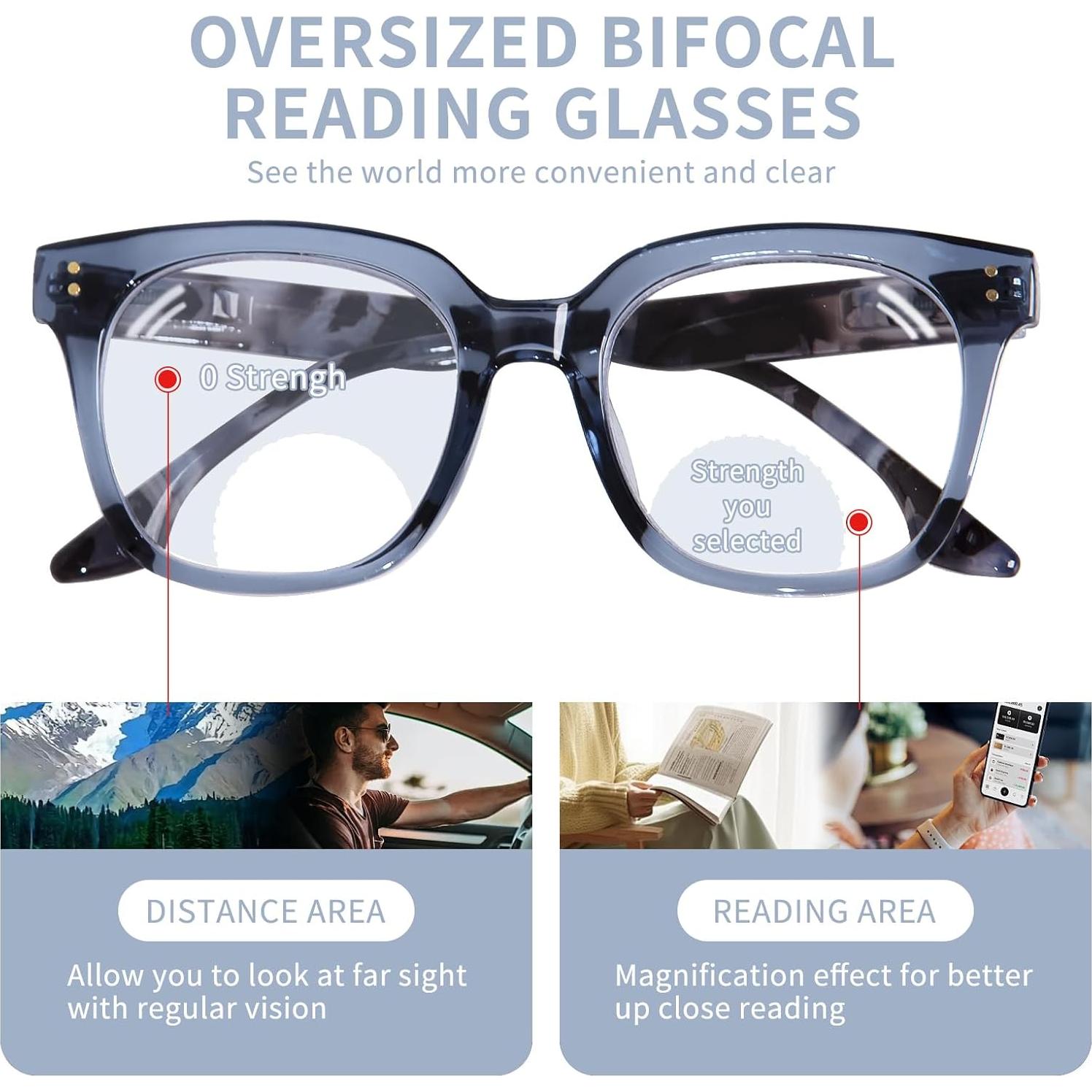 Gafas de lectura bifocales ZESAKER 2.0x con luz azul