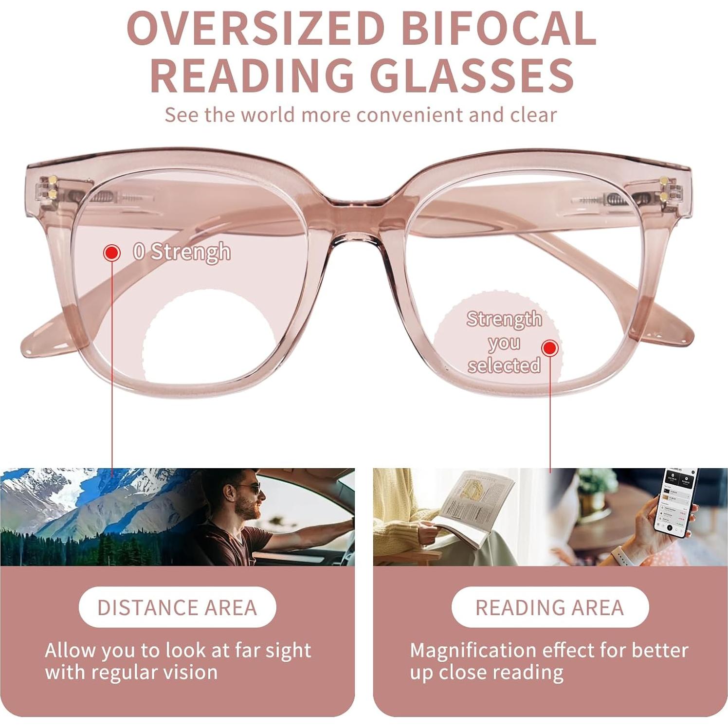 Gafas de lectura bifocales ZESAKER 2.5x con luz azul