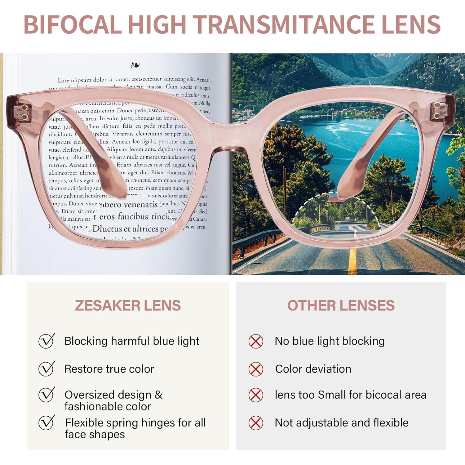 Gafas de lectura bifocales ZESAKER 2.5x con luz azul