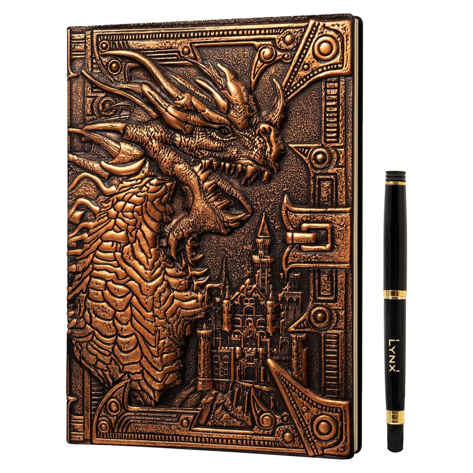Cuaderno DND LYNX A5 Dragón Bronce con Bolígrafos 200 Páginas