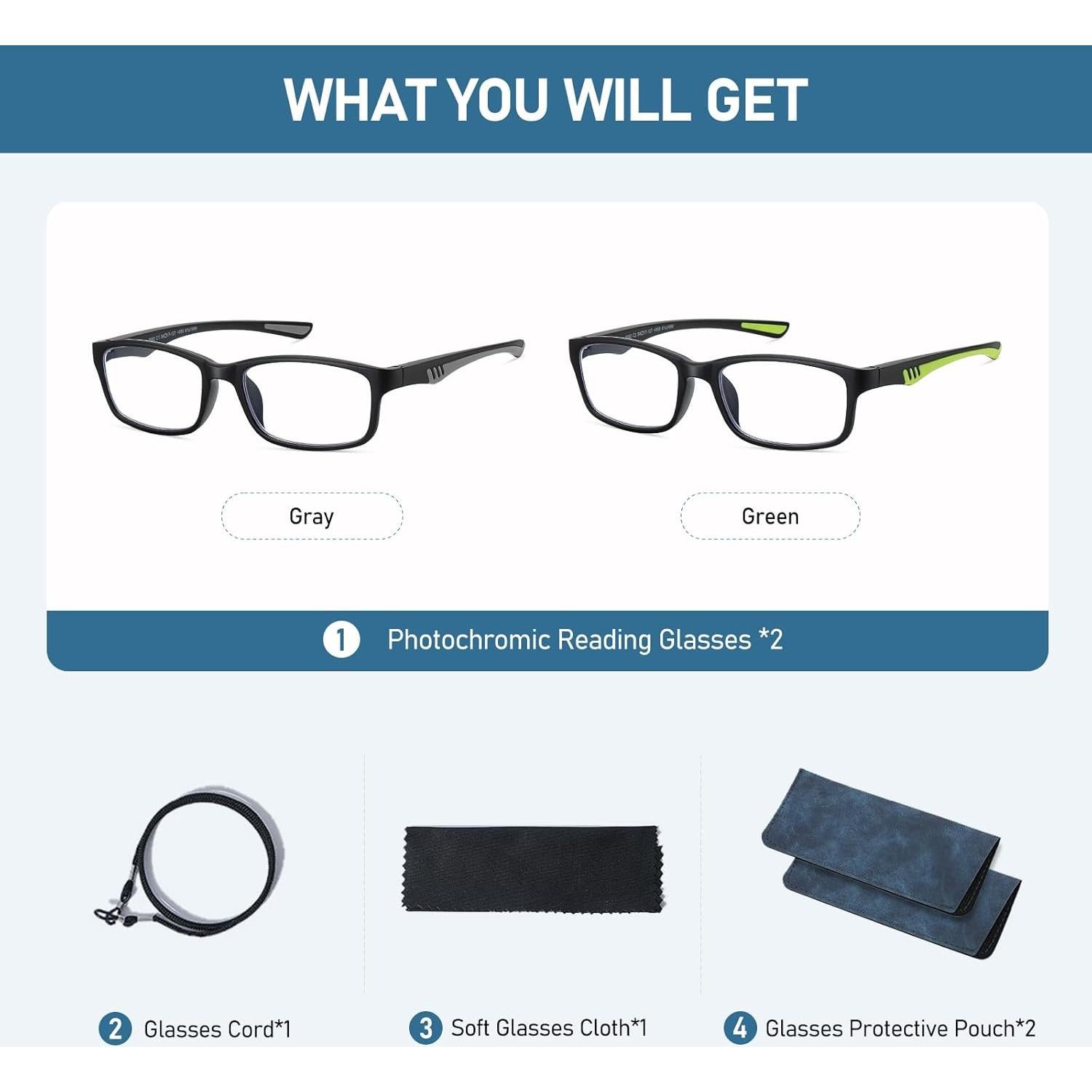 Gafas de lectura fotocromáticas LKEYE 2.5D con bisagra