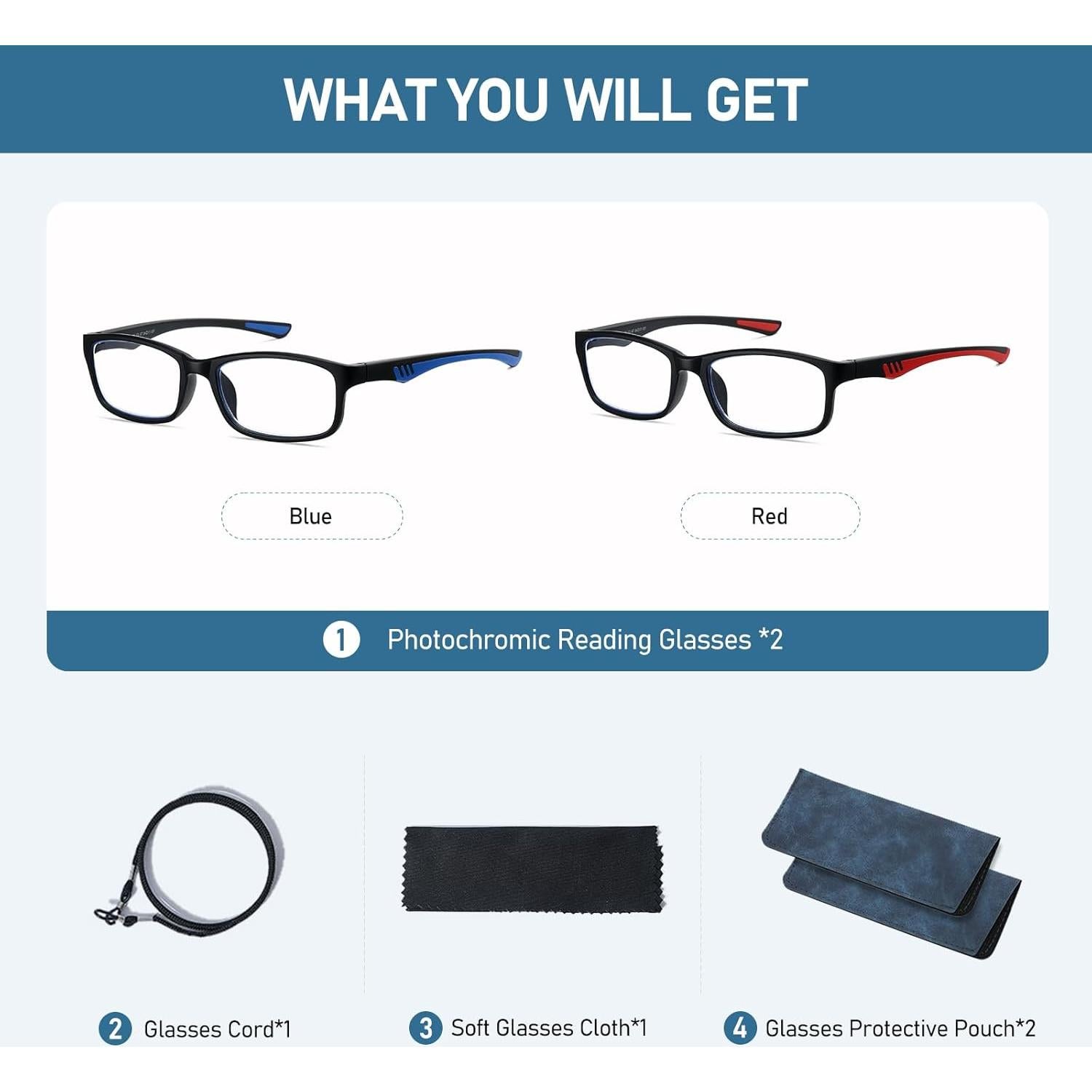 Gafas de Lectura Deportivas LKEYE Fotocromáticas 2.0D UV400