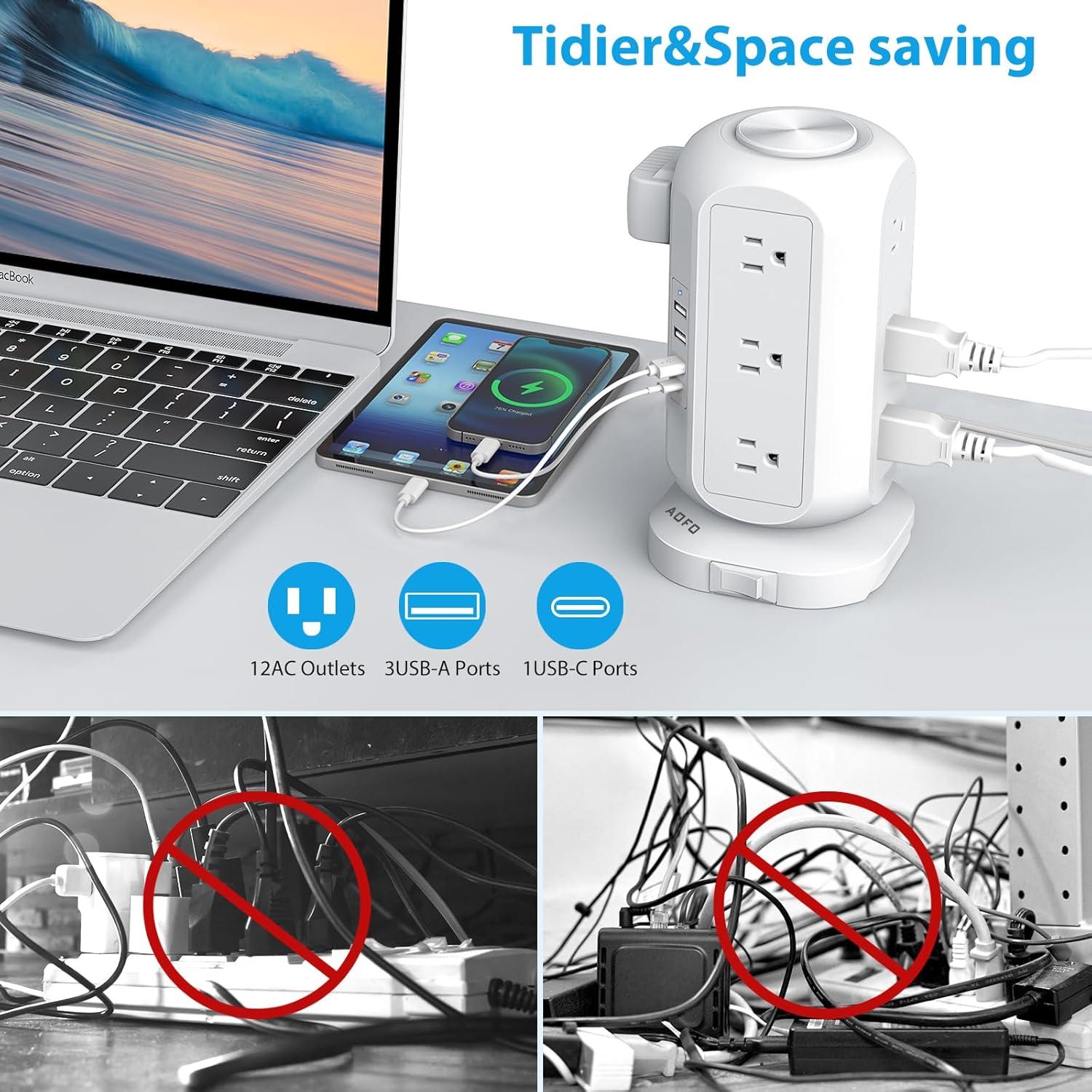 Regleta de Poder AOFO A316 con 12 Salidas y 4 USB