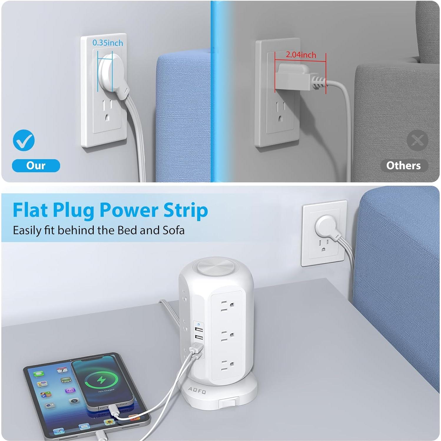 Regleta de Poder AOFO A316 con 12 Salidas y 4 USB