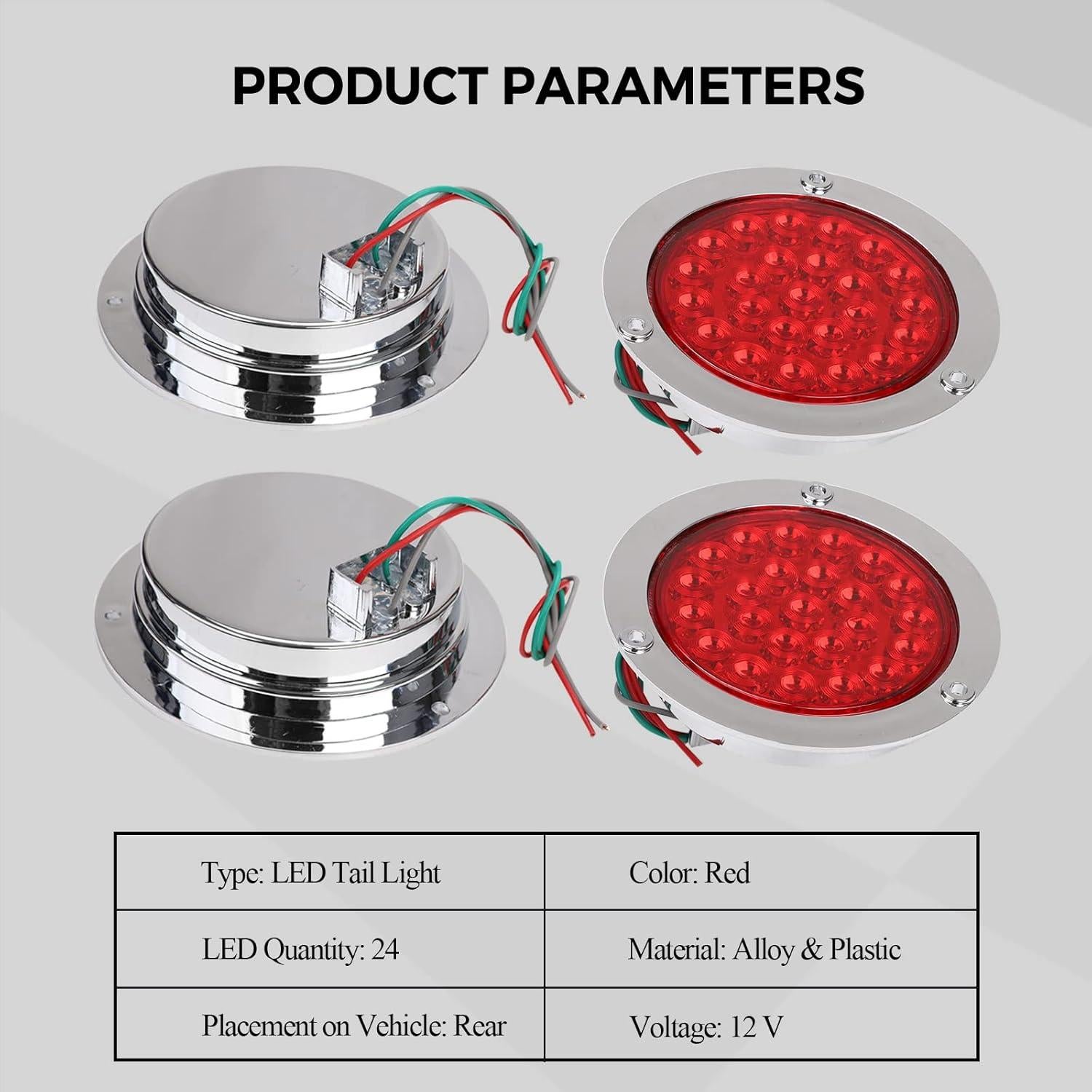 Luces de Freno LED 4" Rojas BLACKHORSE-RACING 4Pcs Impermeables