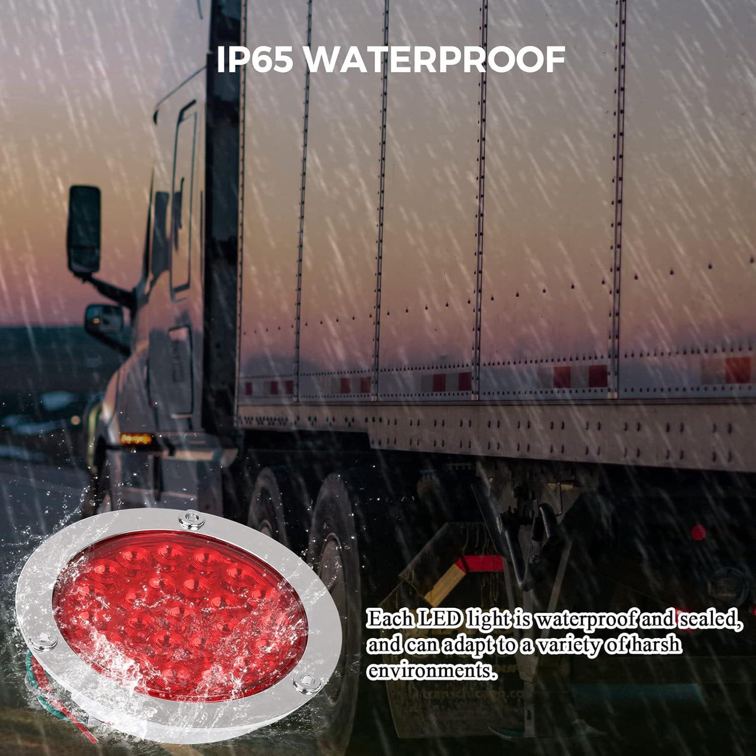 Luces de Freno LED 4" Rojas BLACKHORSE-RACING 4Pcs Impermeables