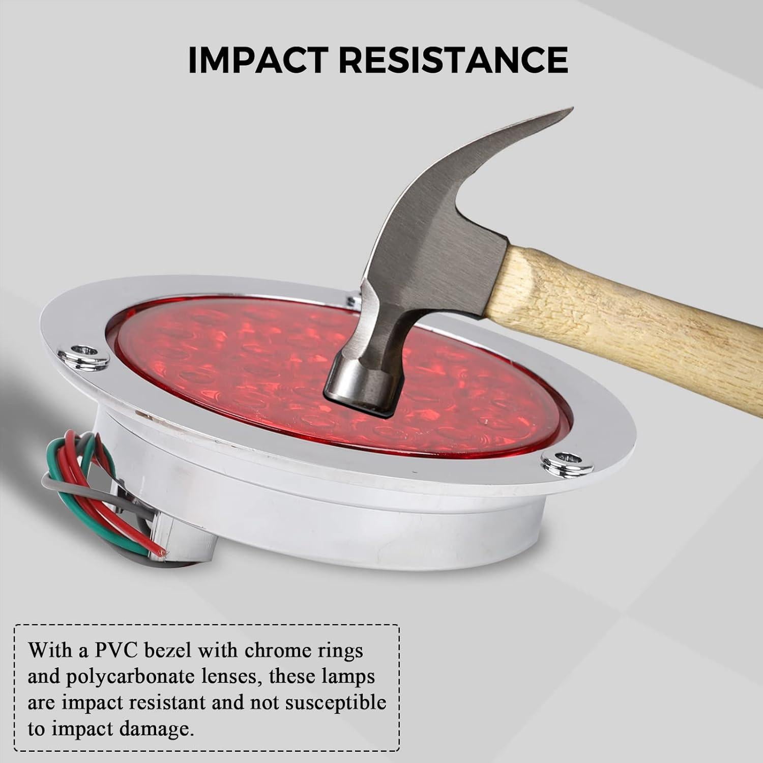 Luces de Freno LED 4" Rojas BLACKHORSE-RACING 4Pcs Impermeables