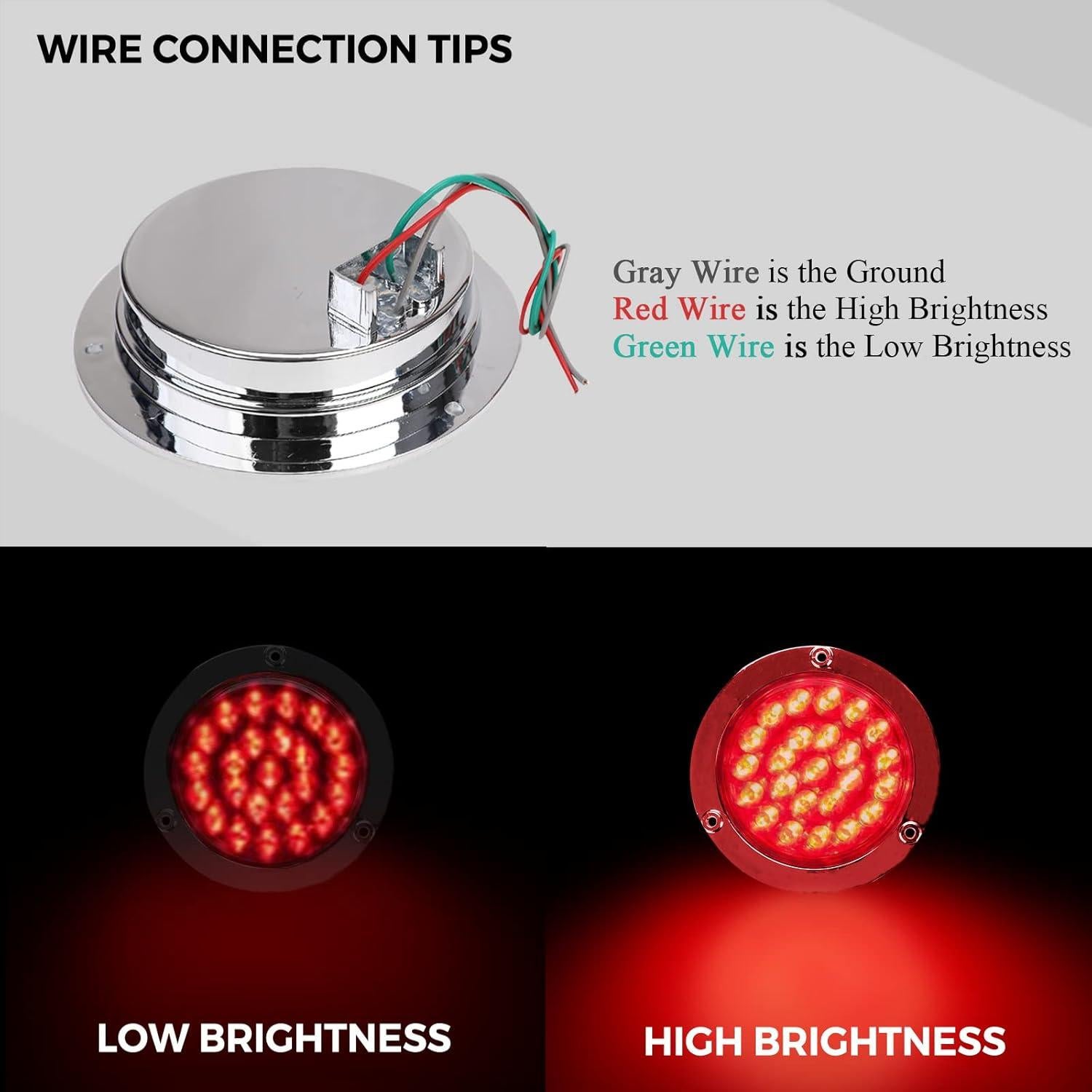 Luces de Freno LED 4" Rojas BLACKHORSE-RACING 4Pcs Impermeables