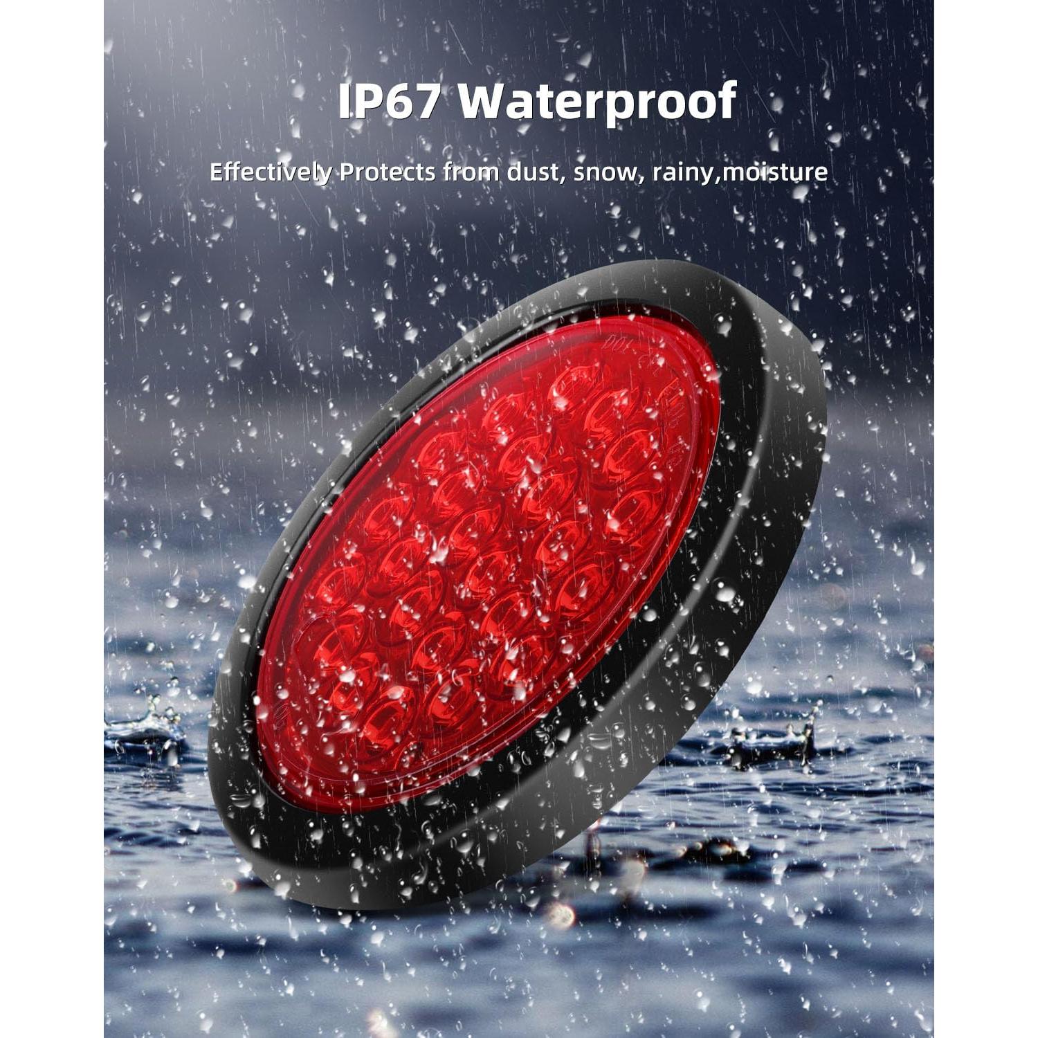 Luces Traseras LED Redondas LBRST 4" Rojas 24 LED para Remolque