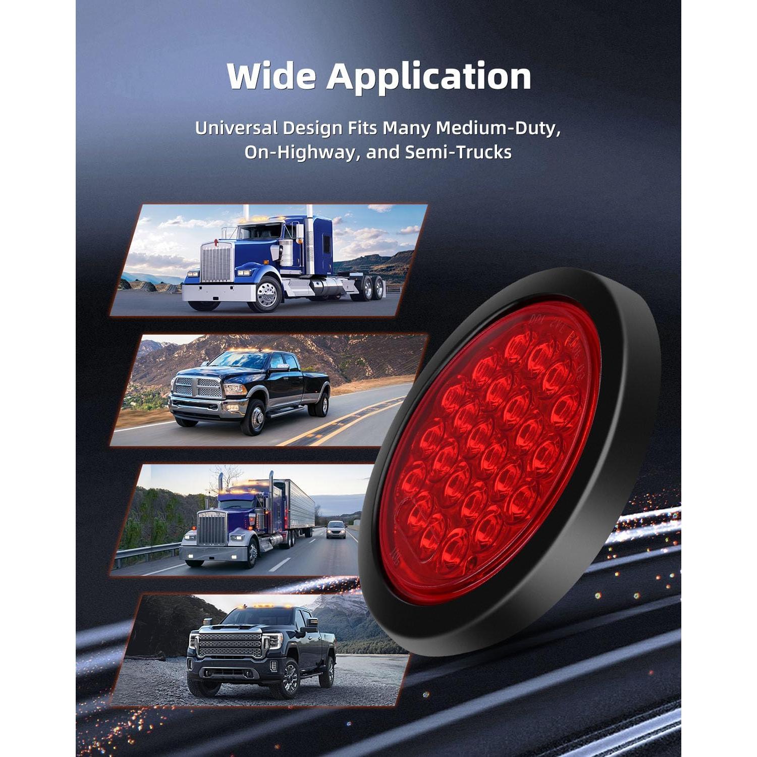 Luces Traseras LED Redondas LBRST 4" Rojas 24 LED para Remolque