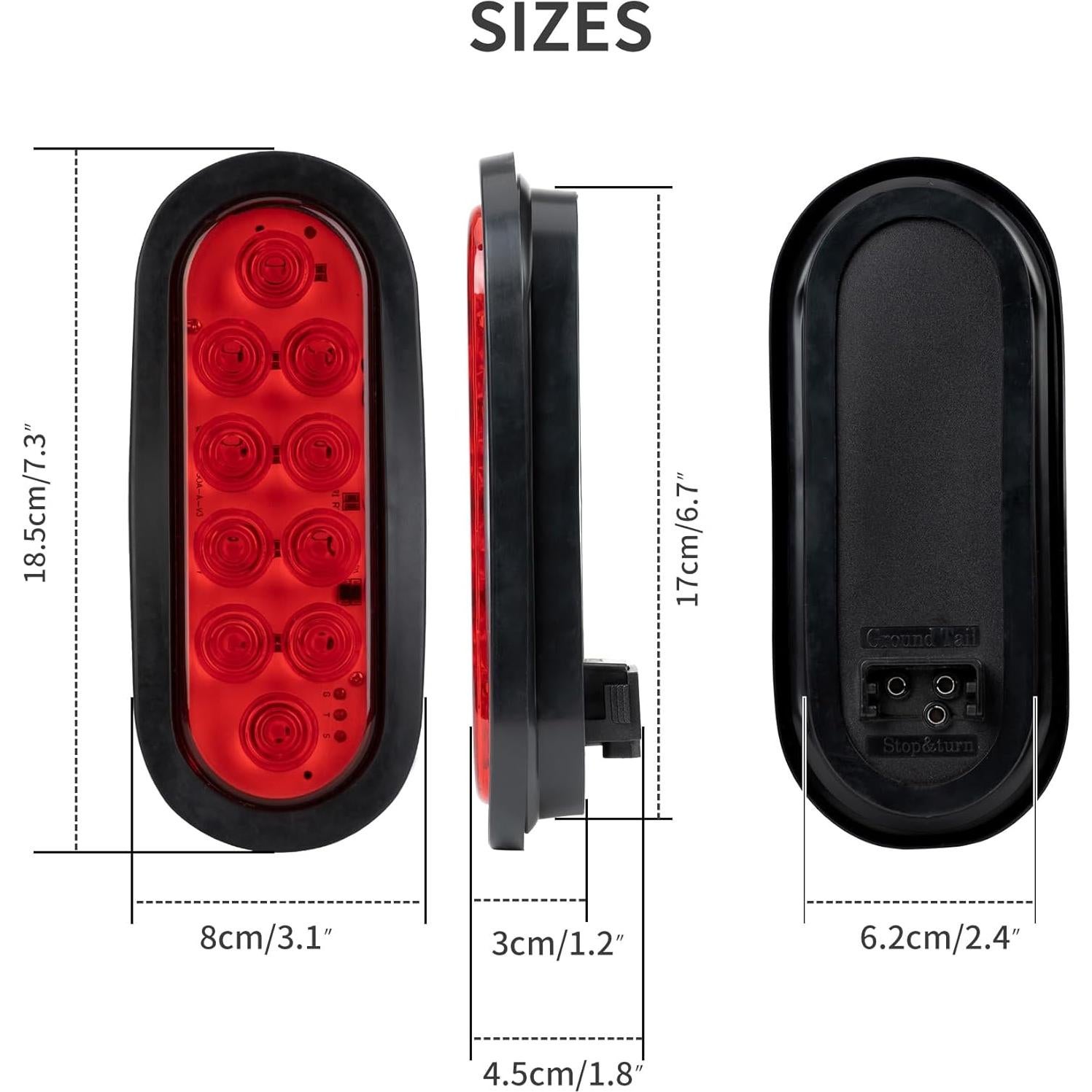 Luces Traseras LED RUNBAITOO 6" Rojas Impermeables IP67