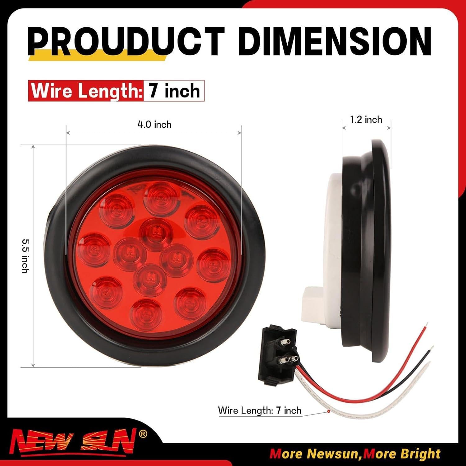 Kit de Luces Traseras LED Rojo 4" NUEVO SOL - Impermeable