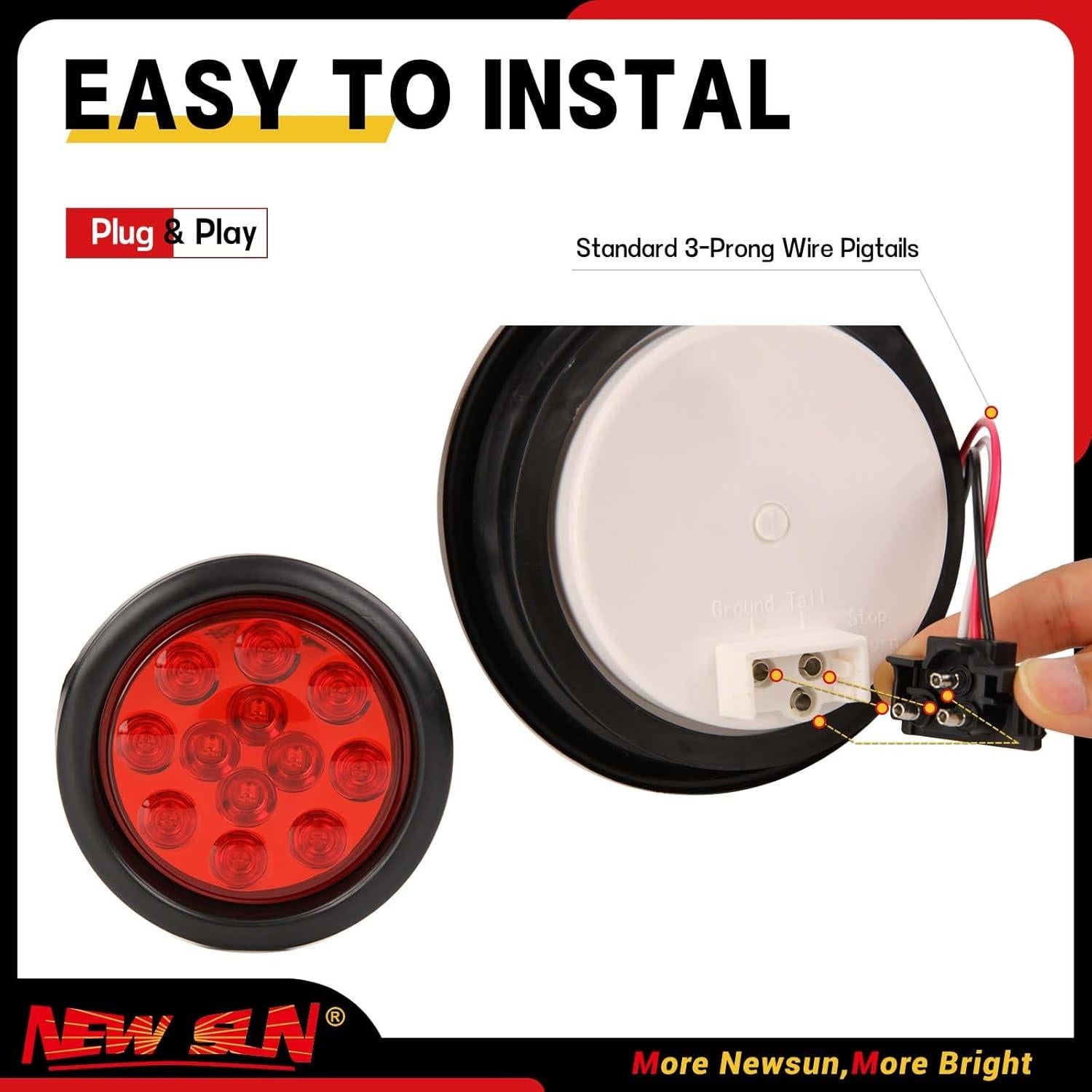 Kit de Luces Traseras LED Rojo 4" NUEVO SOL - Impermeable