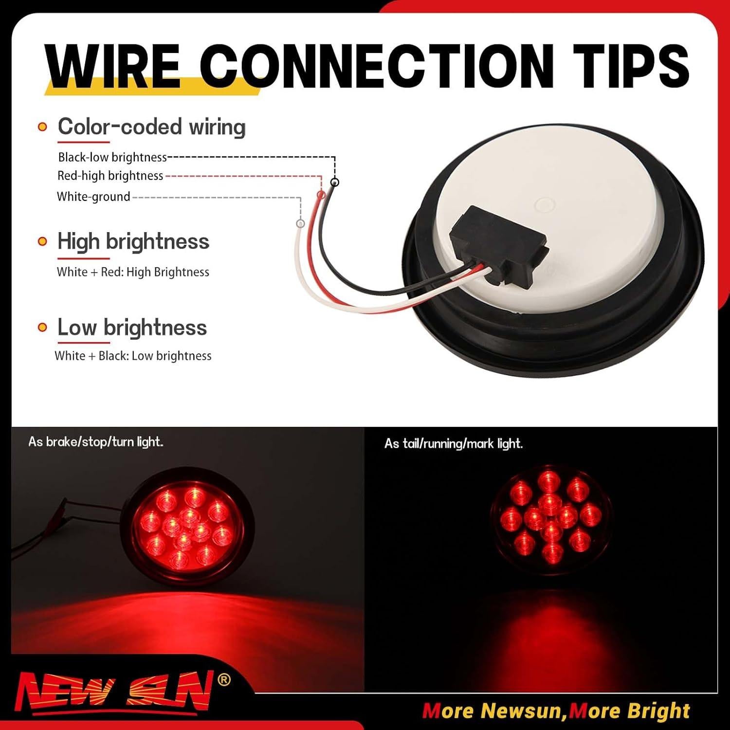 Kit de Luces Traseras LED Rojo 4" NUEVO SOL - Impermeable