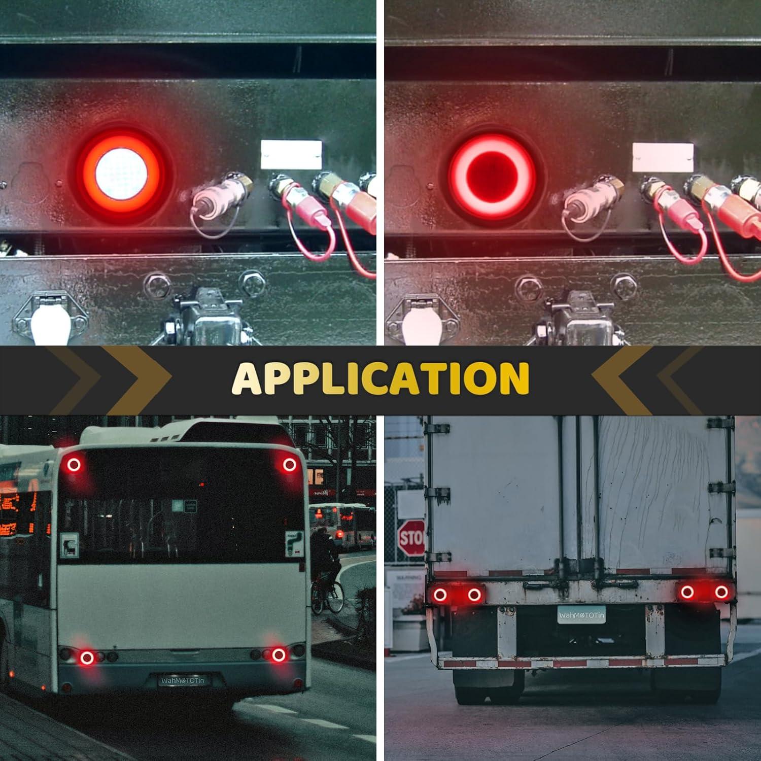 2 Piezas Luz LED Redonda 4" WahMOTOTin Blanca/Roja IP67