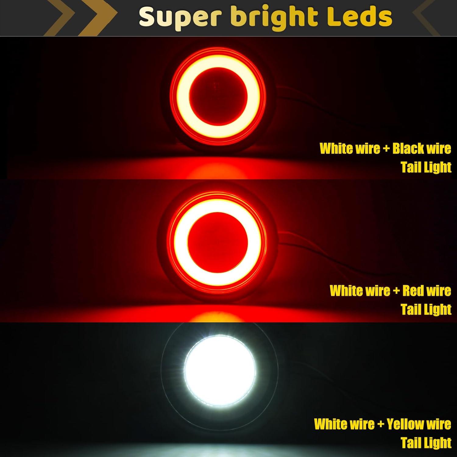 2 Piezas Luz LED Redonda 4" WahMOTOTin Blanca/Roja IP67