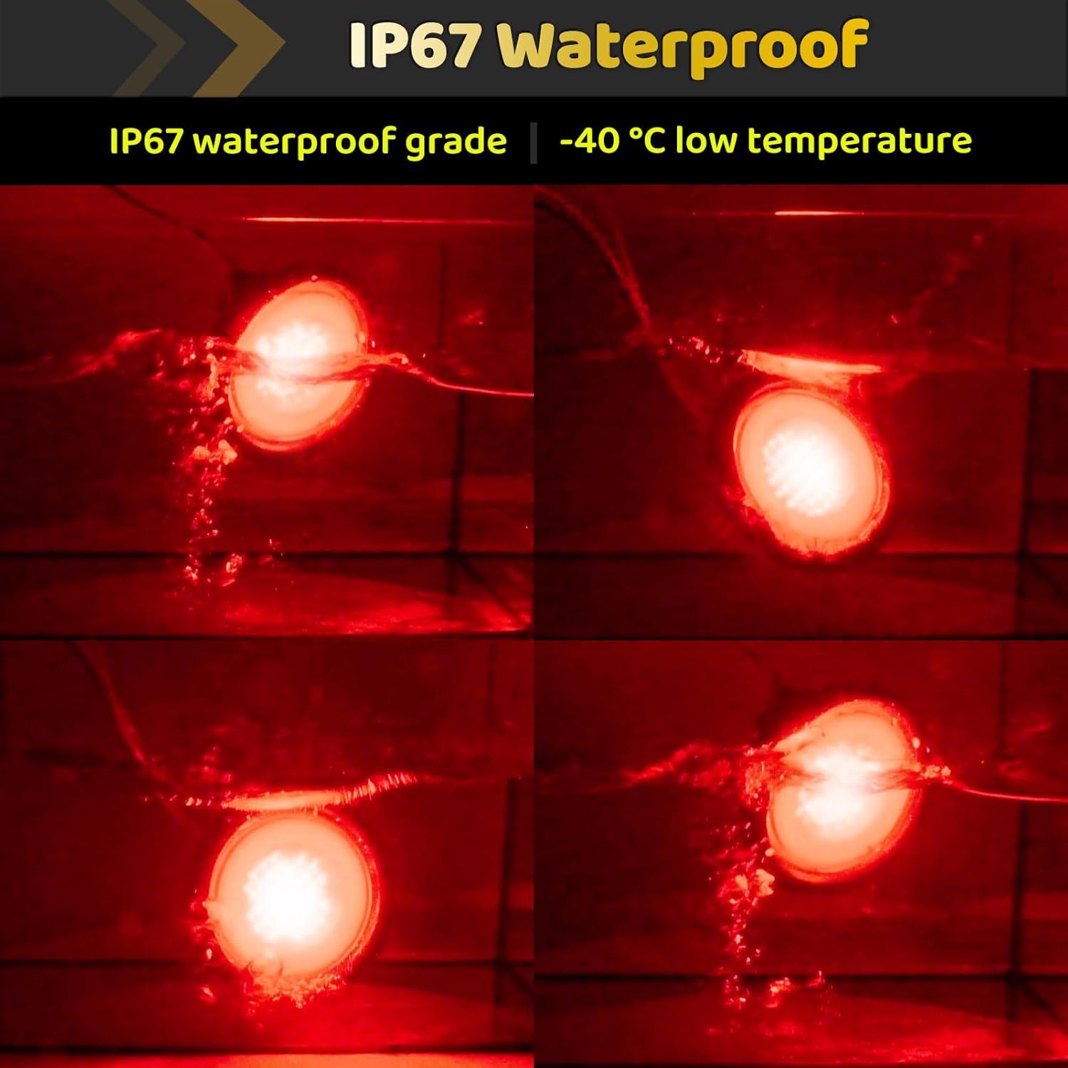 2 Piezas Luz LED Redonda 4" WahMOTOTin Blanca/Roja IP67