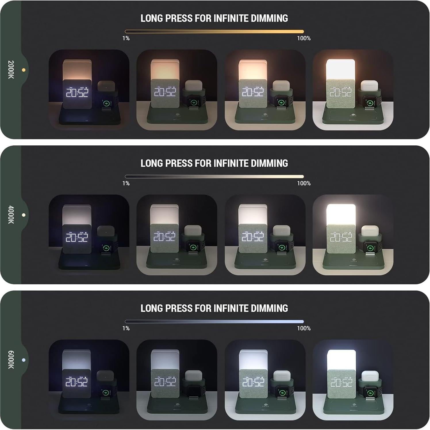 Estación de Carga Inalámbrica COLSUR 15W 3 en 1 Verde