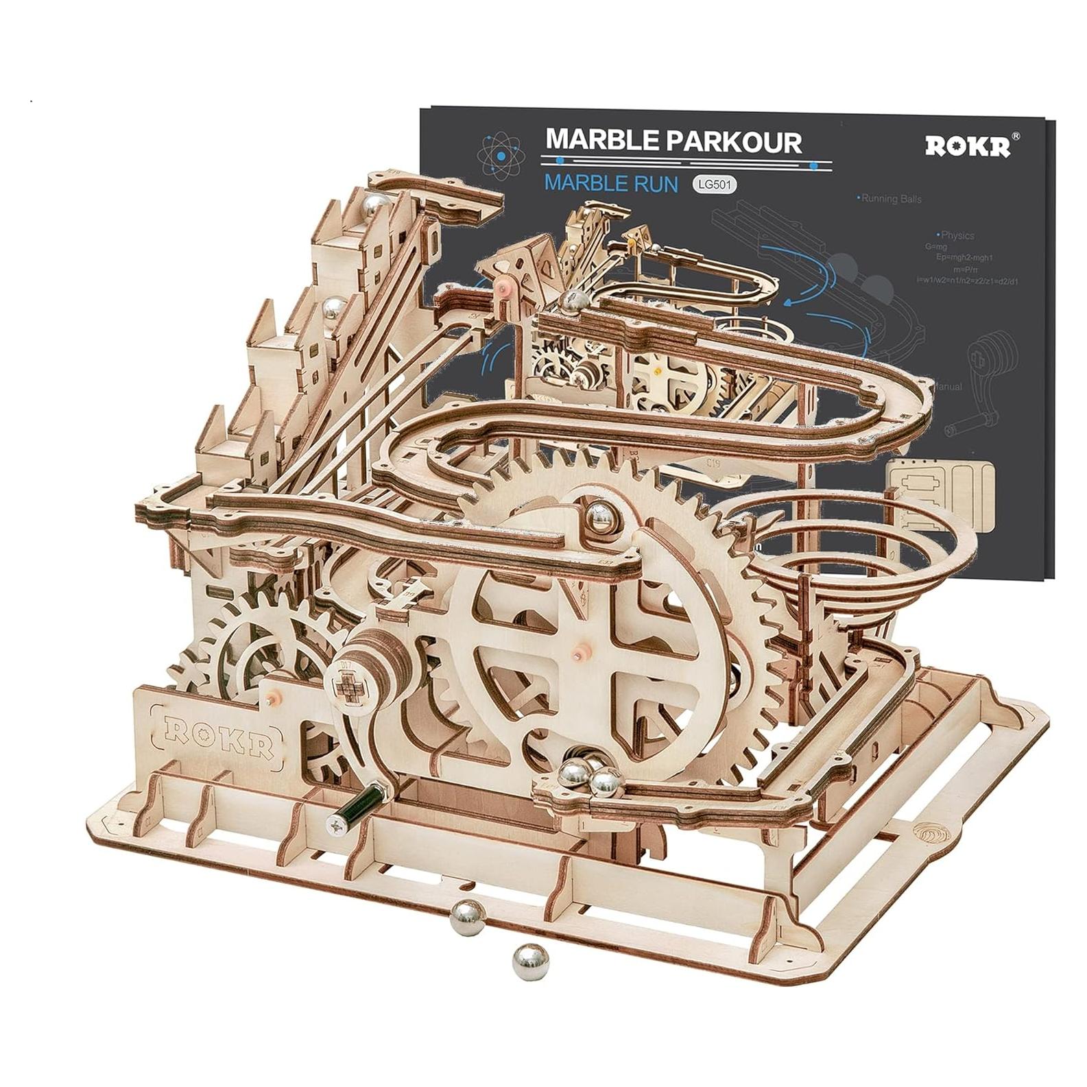 Rompecabezas 3D ROKR Carrera de Canicas de Madera 25.4x23.6cm