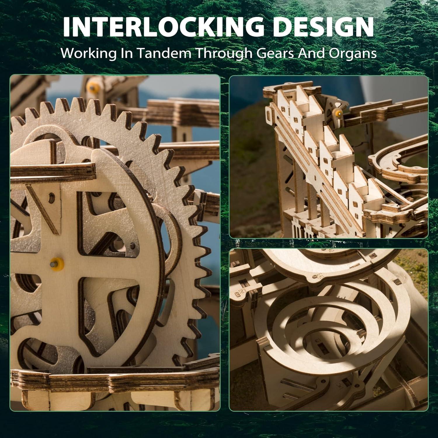 Rompecabezas 3D ROKR Carrera de Canicas de Madera 25.4x23.6cm