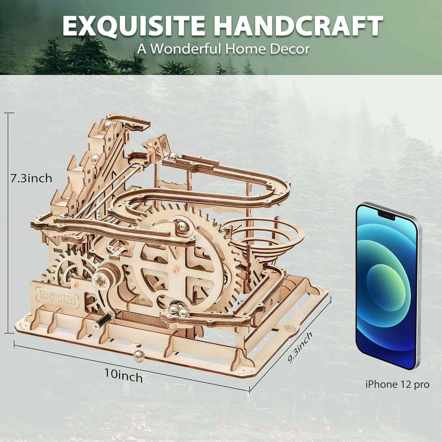 Rompecabezas 3D ROKR Carrera de Canicas de Madera 25.4x23.6cm