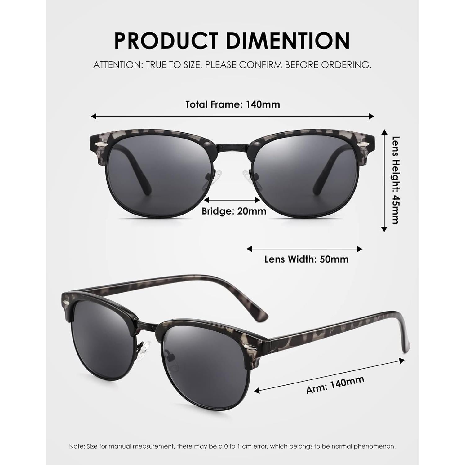 Gafas de Sol para Lectura FEIVSN 2 Paquetes UV400 1.0x