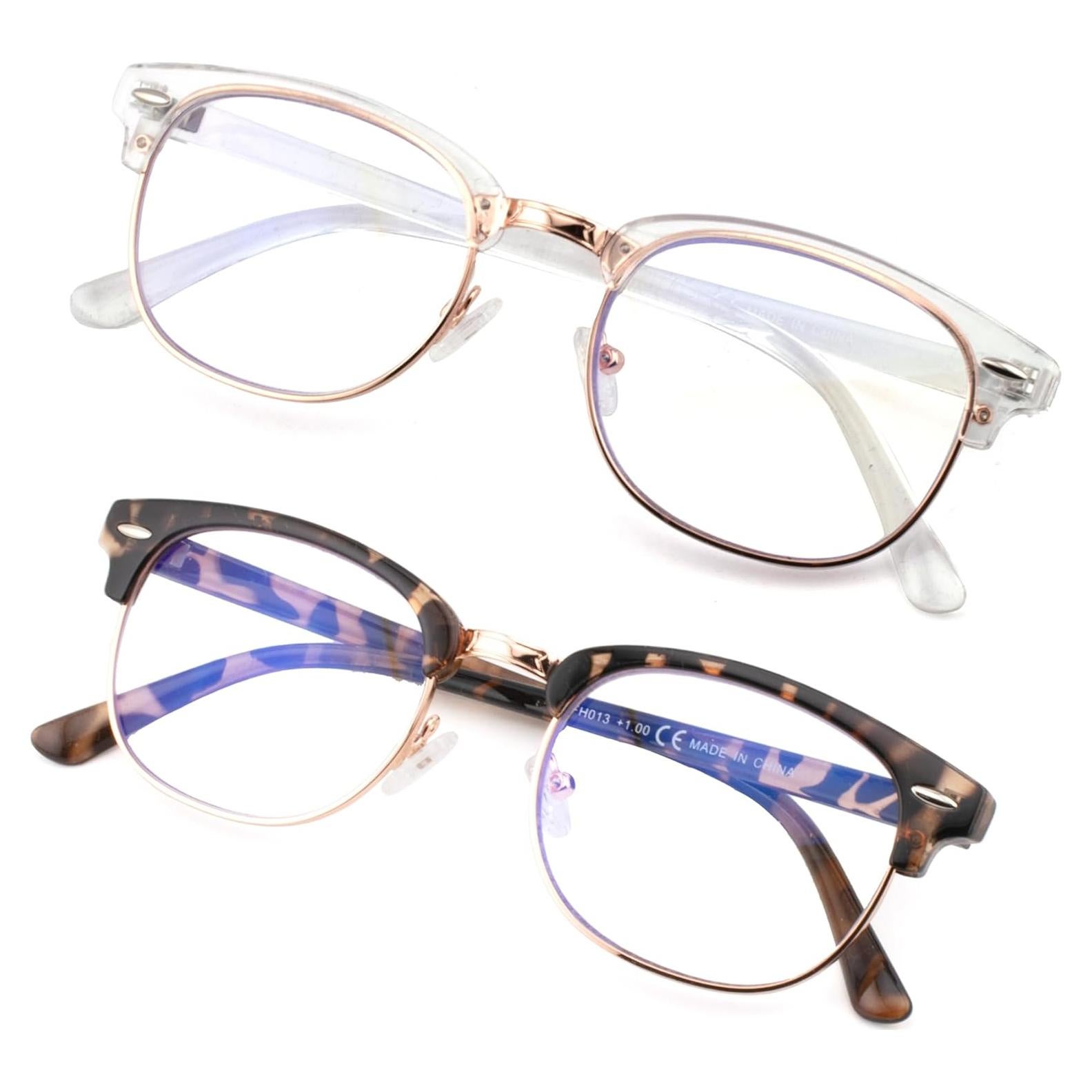 Paquete de 2 Gafas de Lectura Vintage 2.0x Bloqueo Luz Azul