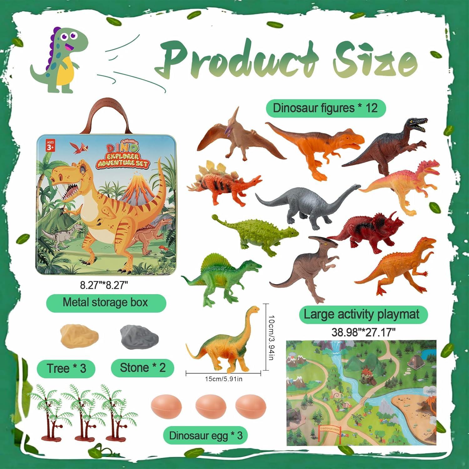 OuMuaMua Set de Juguetes de Dinosaurios con Alfombrilla 15 cm