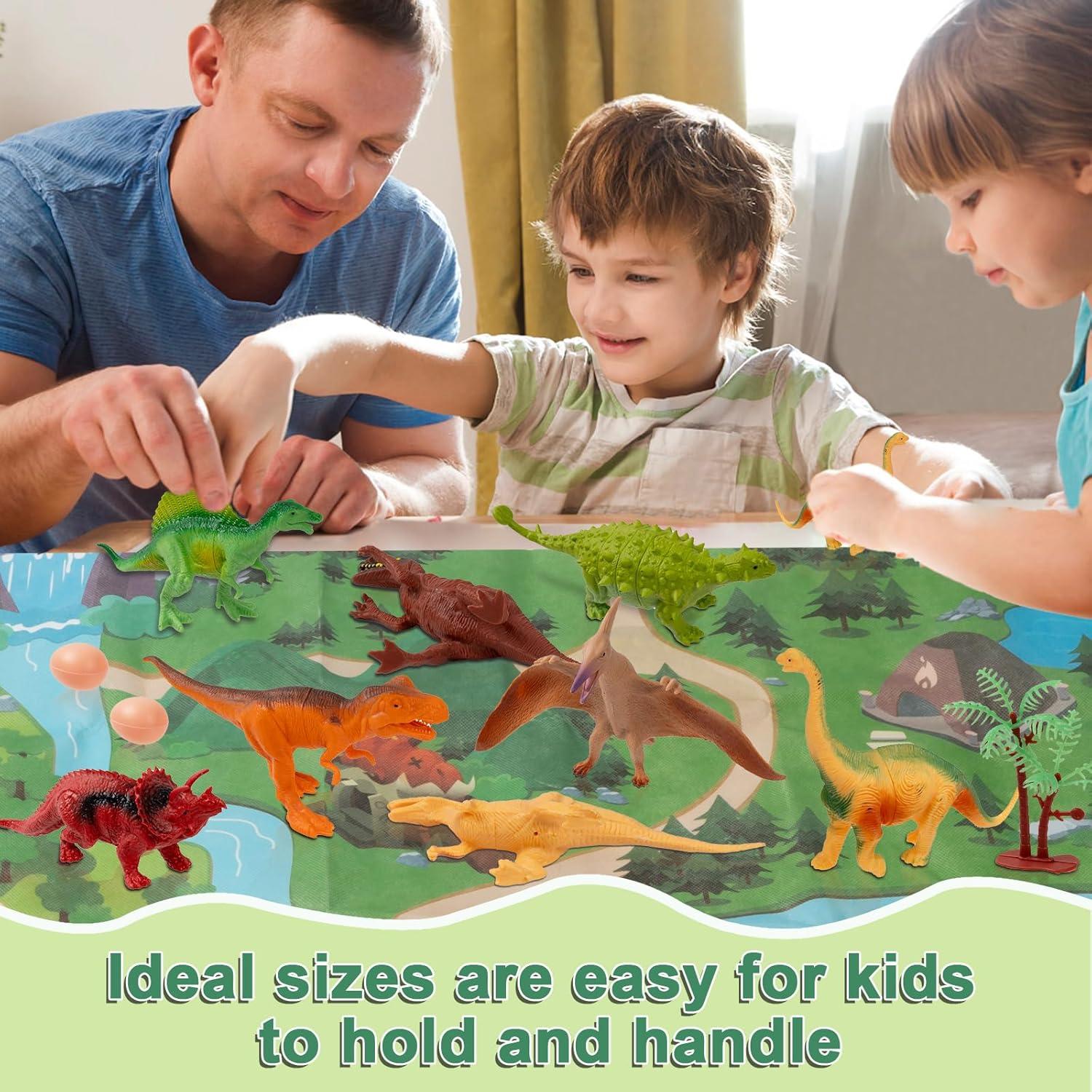 OuMuaMua Set de Juguetes de Dinosaurios con Alfombrilla 15 cm