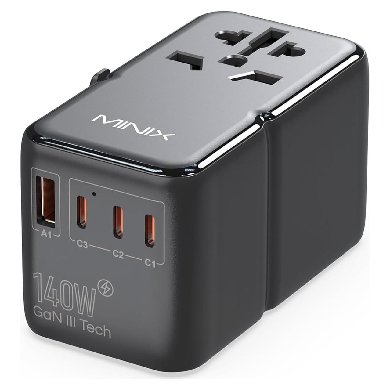 Adaptador de Viaje Universal MINIX 140W 4 Puertos USB-C y A