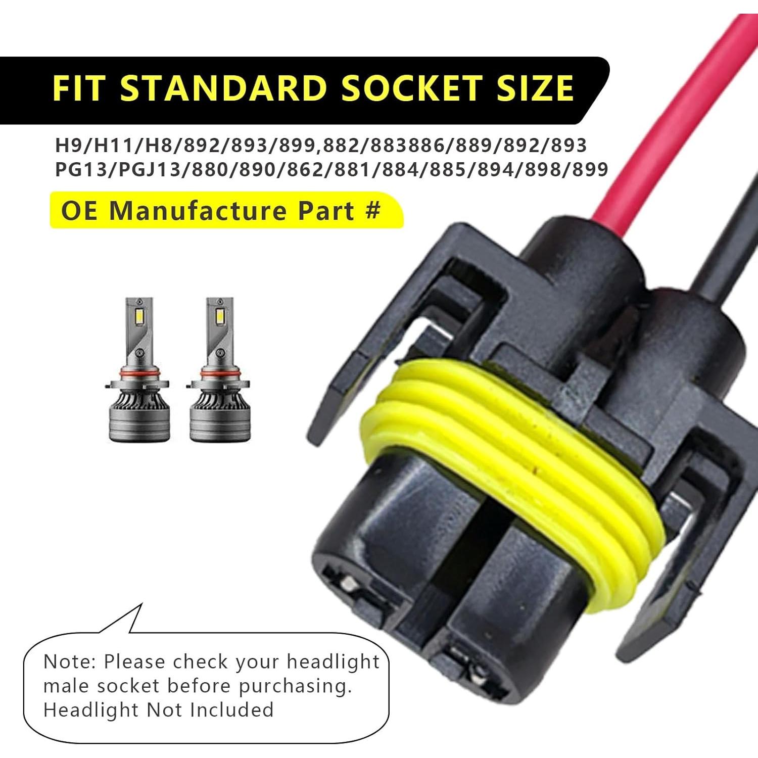 Conector de Socket de Faro H11 Dewkou - 2 Piezas, Adaptador Multiusos