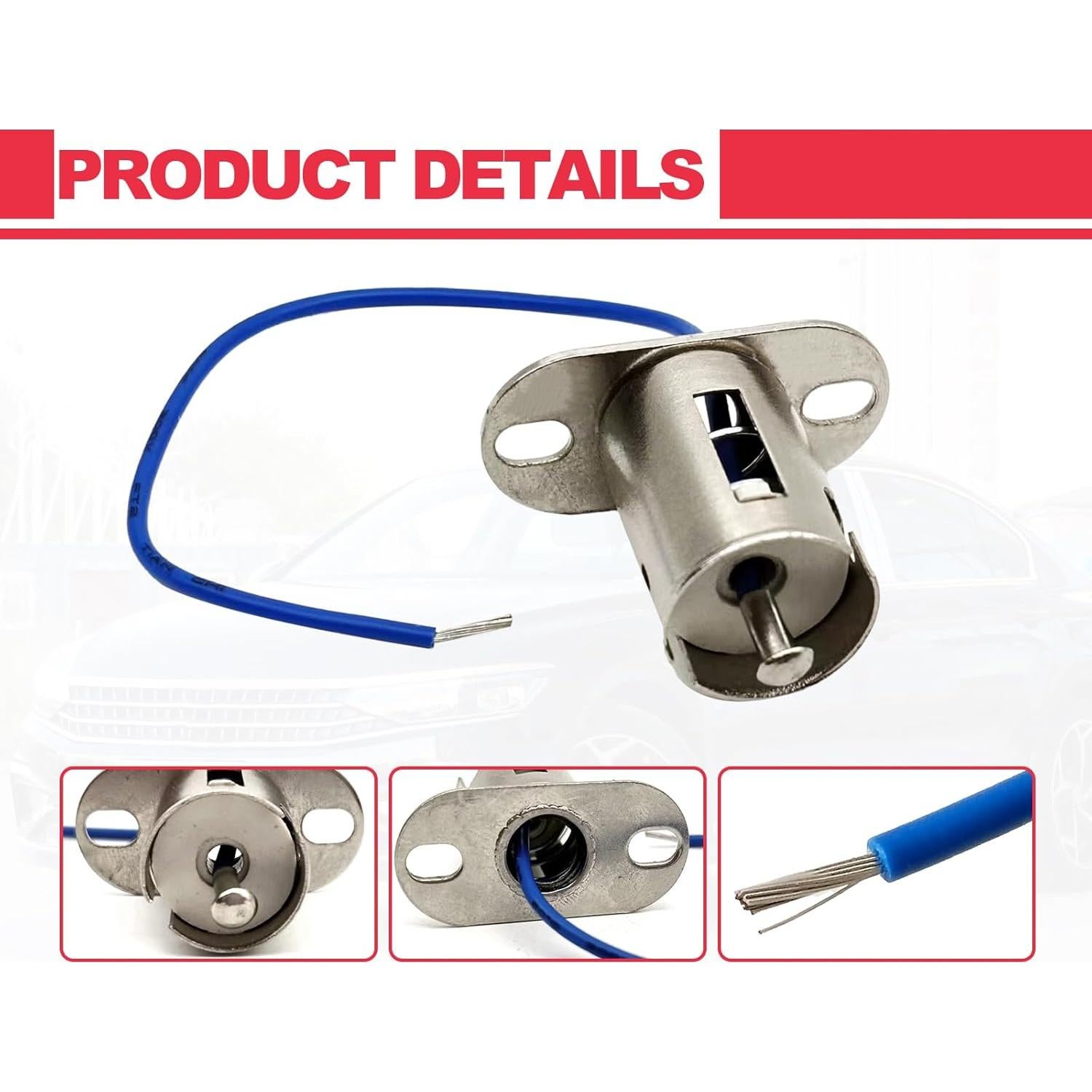 Socket de Bombilla BA15s KEVWR Plateado 2 Piezas para Auto