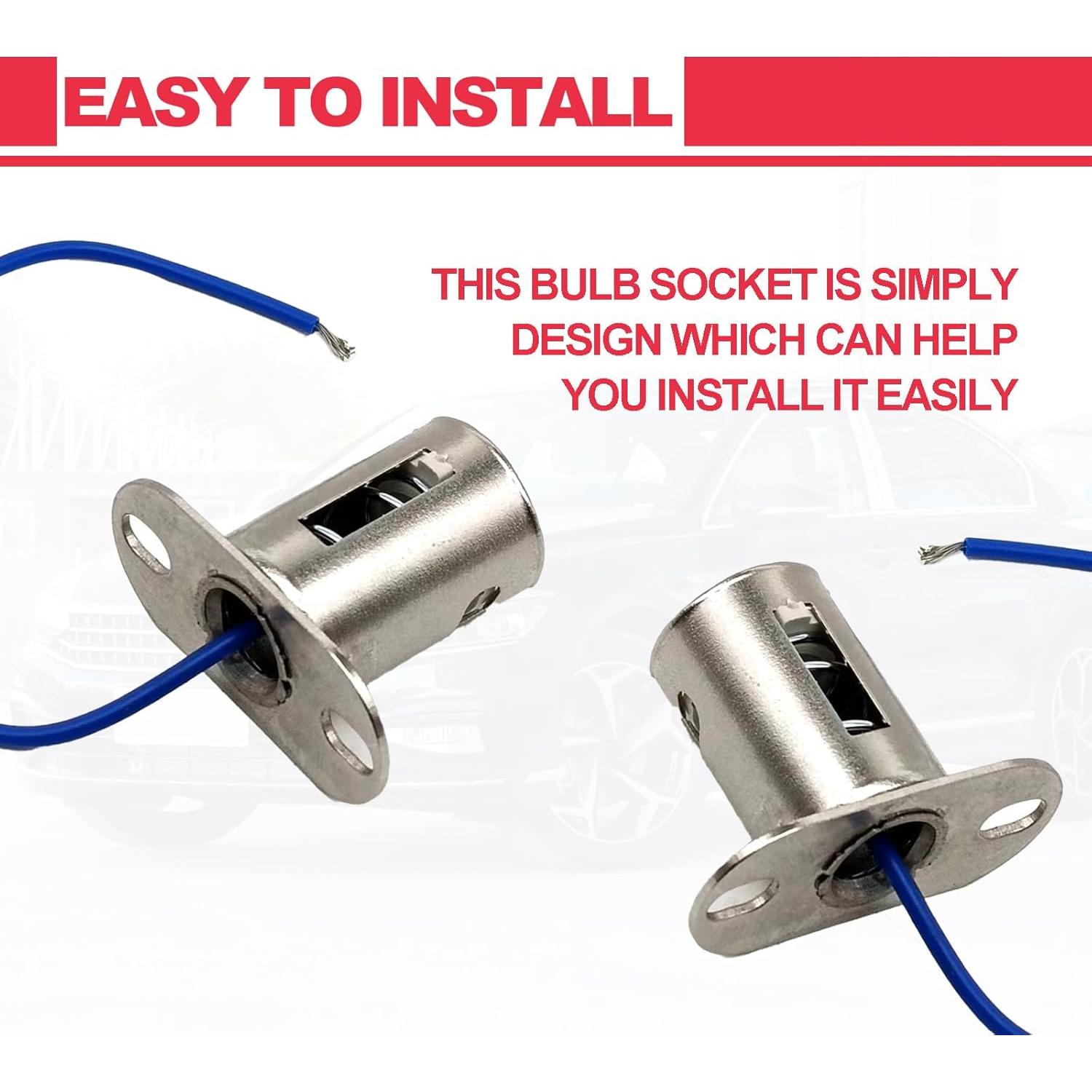 Socket de Bombilla BA15s KEVWR Plateado 2 Piezas para Auto