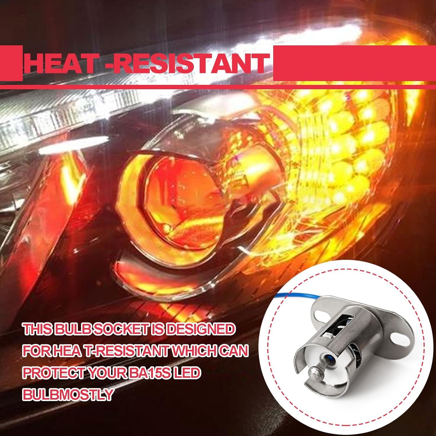 Socket de Bombilla BA15s KEVWR Plateado 2 Piezas para Auto