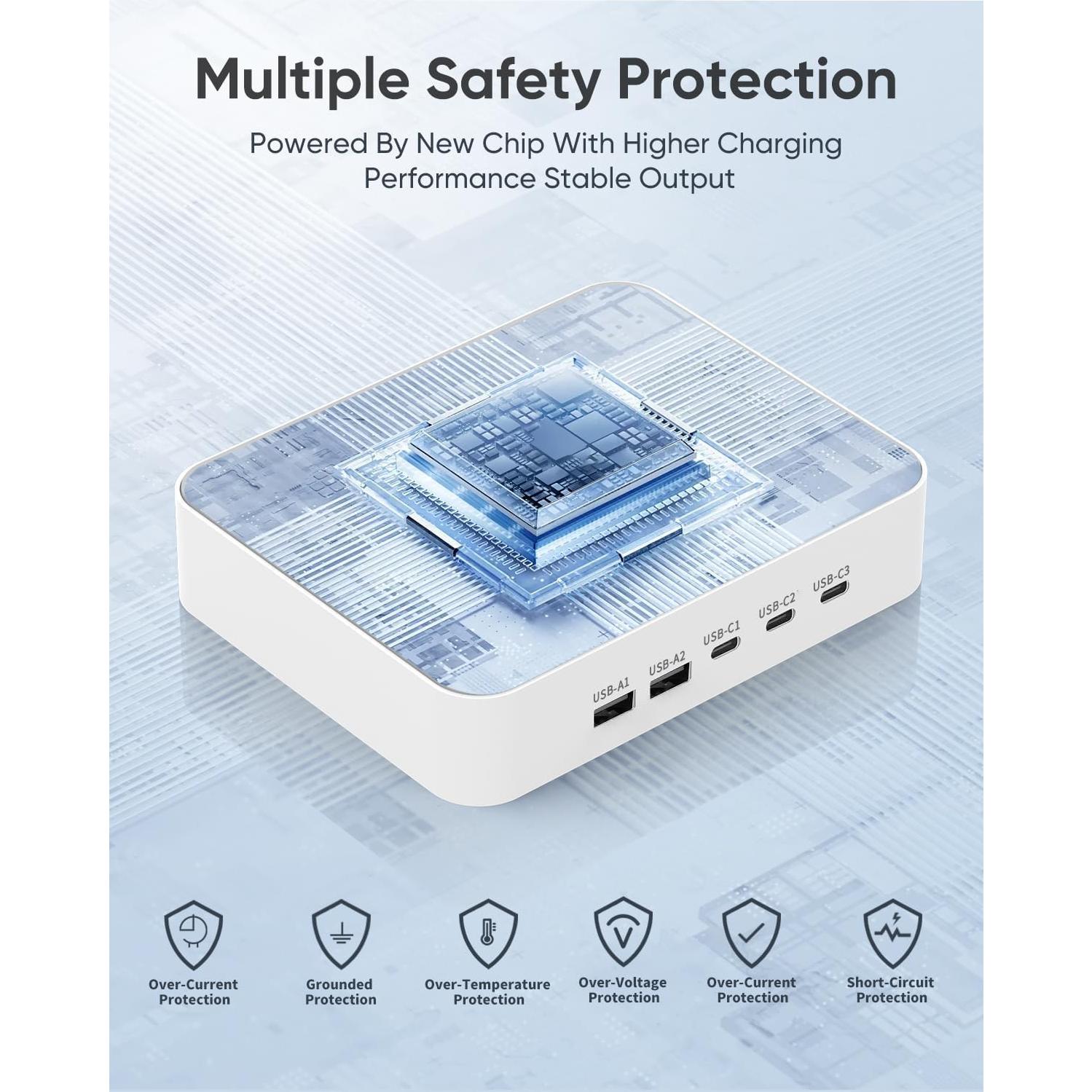 Estación de Carga USB C MSTJRY 90W 5 Puertos Rápido