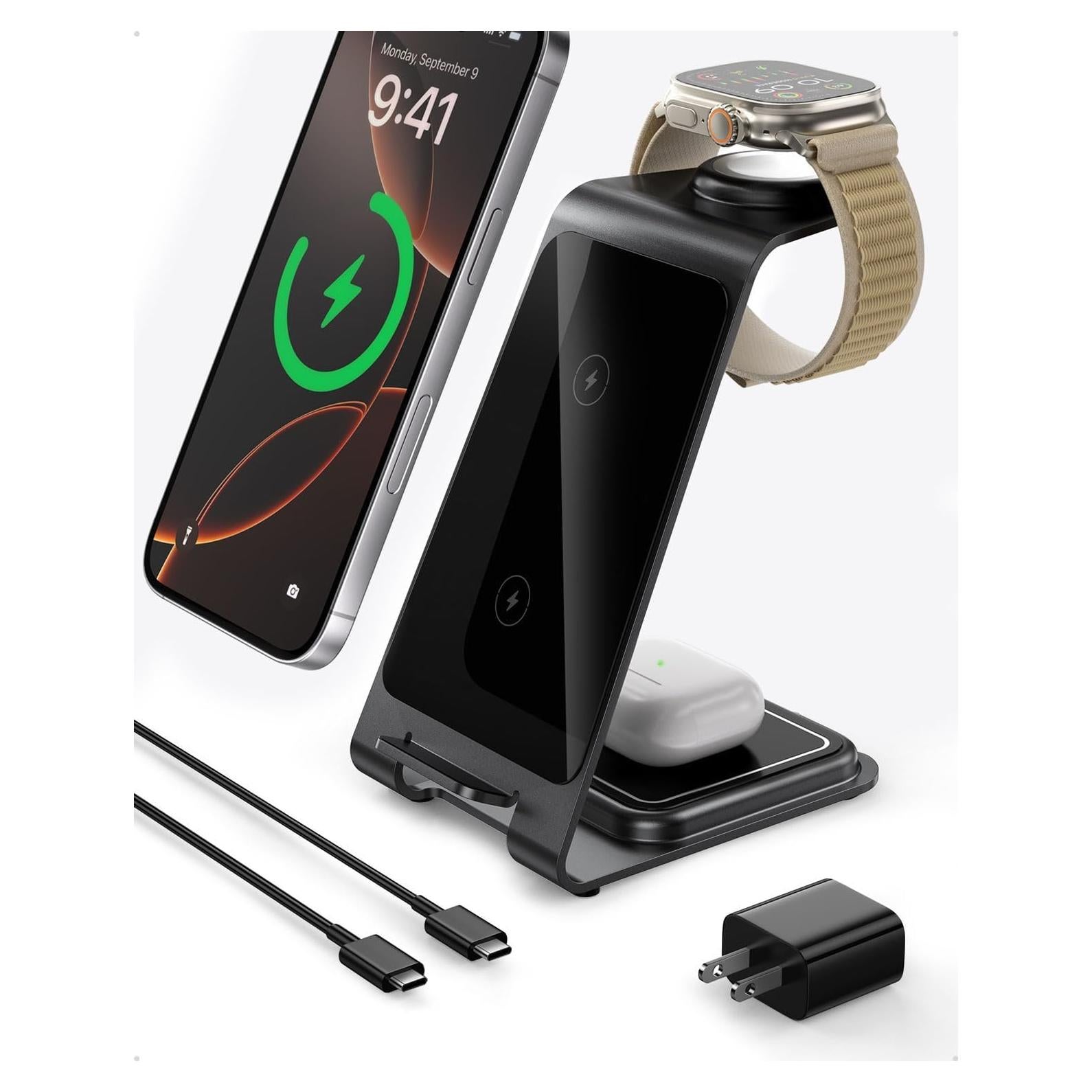 Estación de Carga Inalámbrica 3 en 1 Intoval Gris