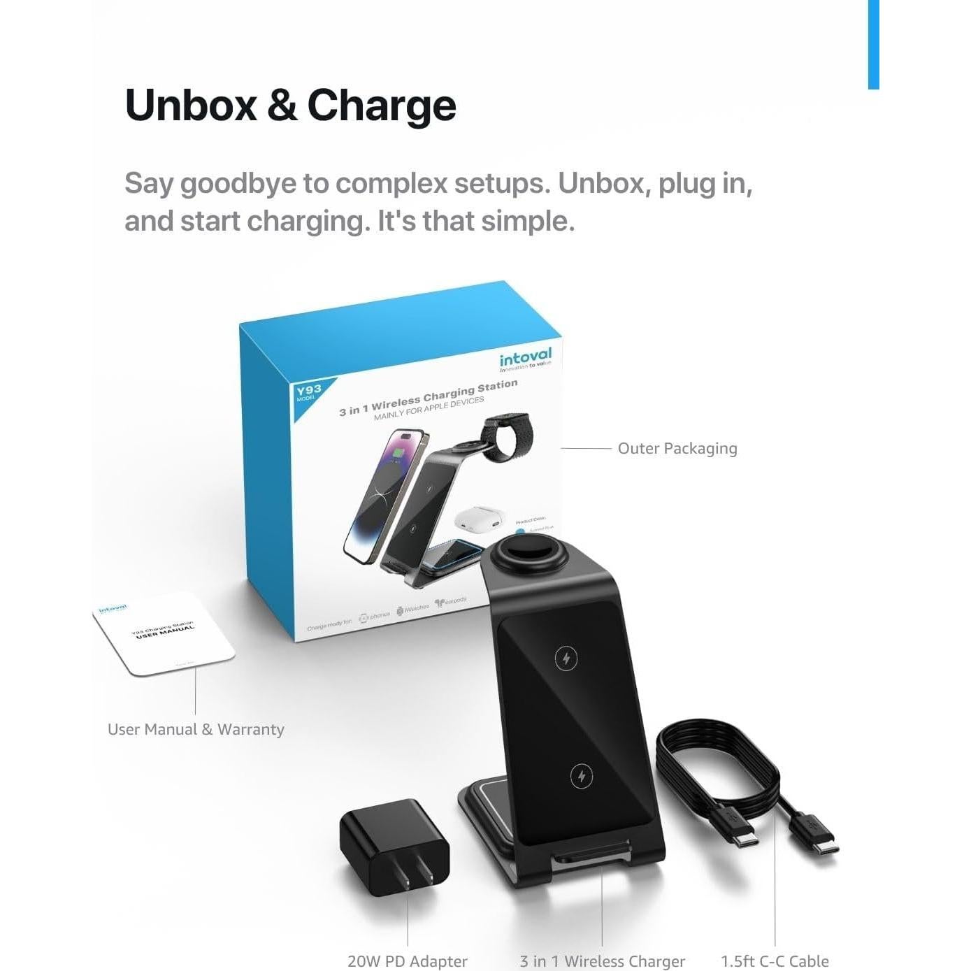 Estación de Carga Inalámbrica 3 en 1 Intoval Gris