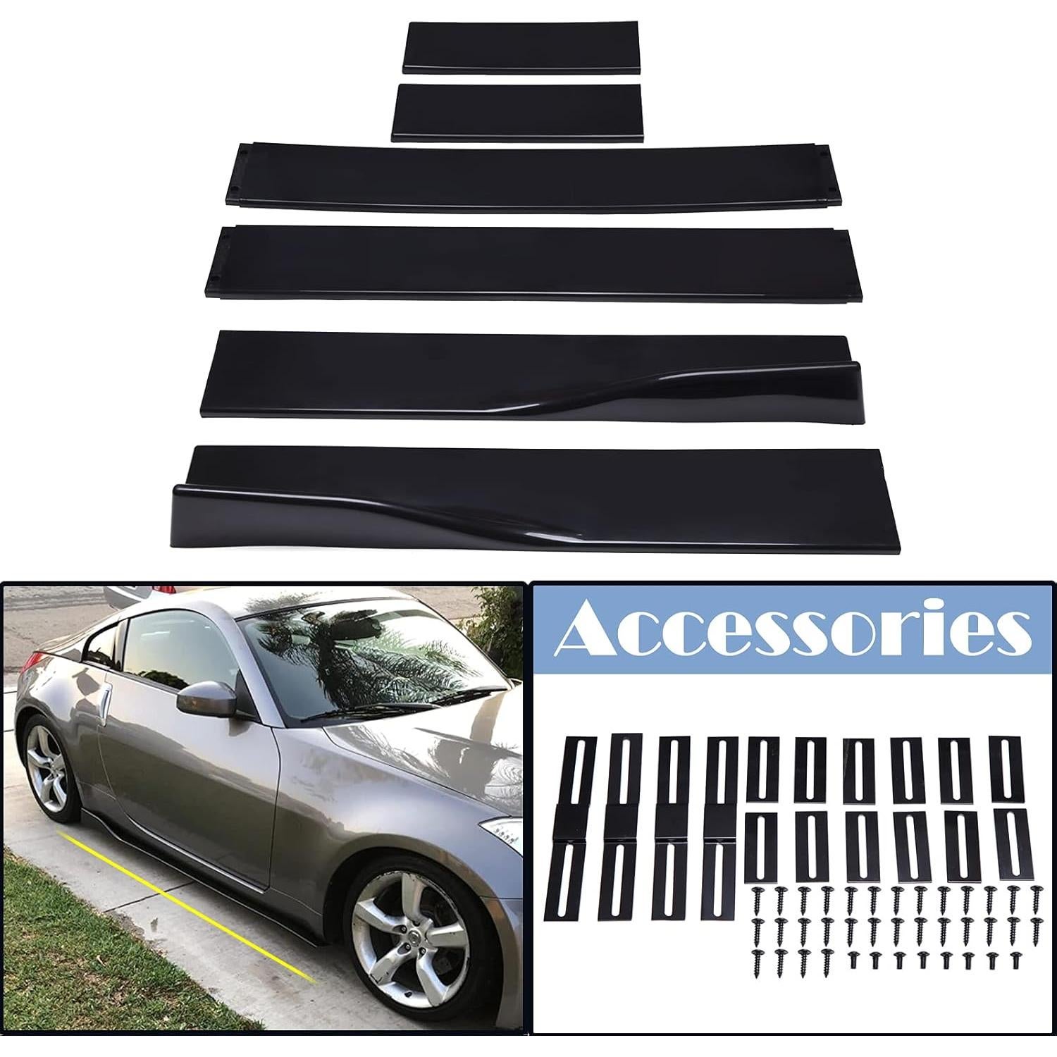 Falda Lateral Universal JMTBNO 2.2M Negro ABS para Autos