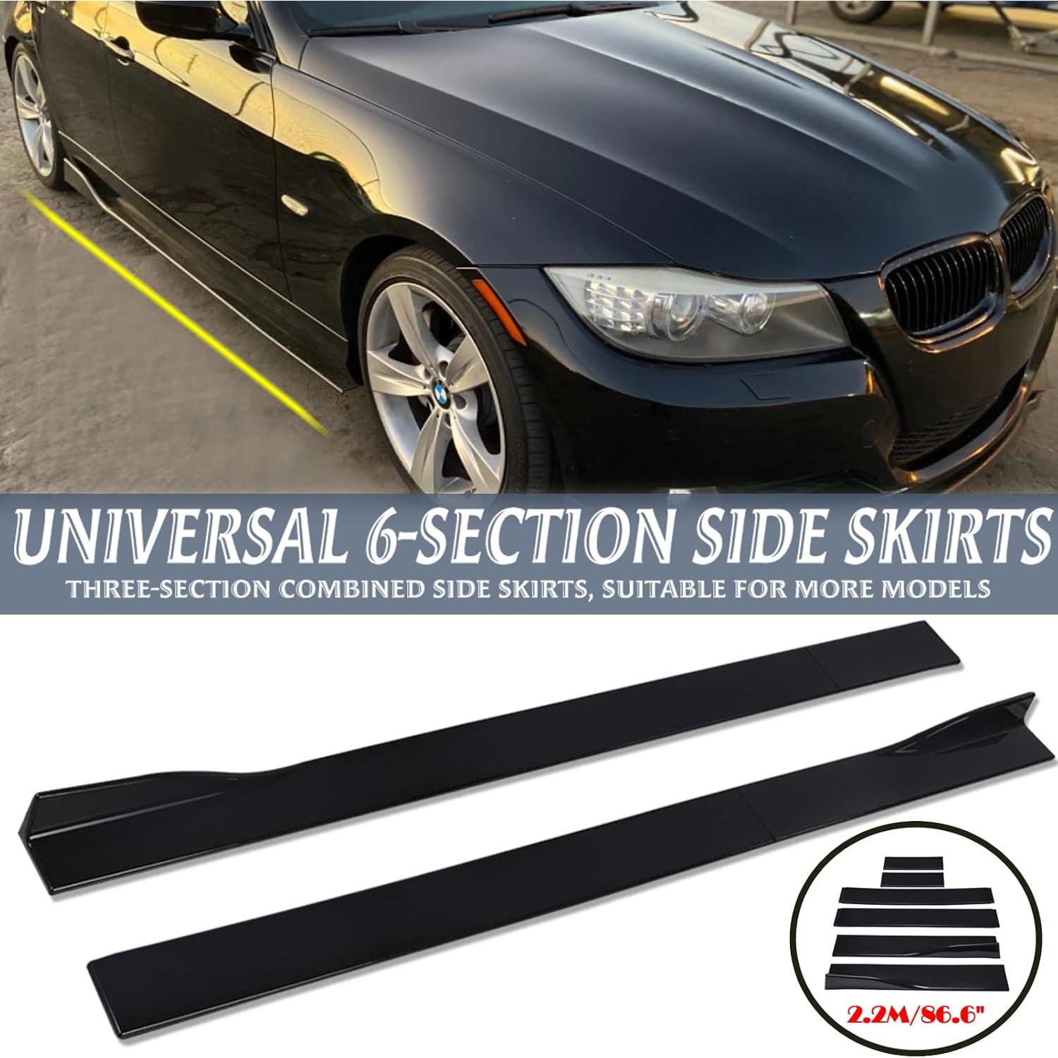 Falda Lateral Universal JMTBNO 2.2M Negro ABS para Autos