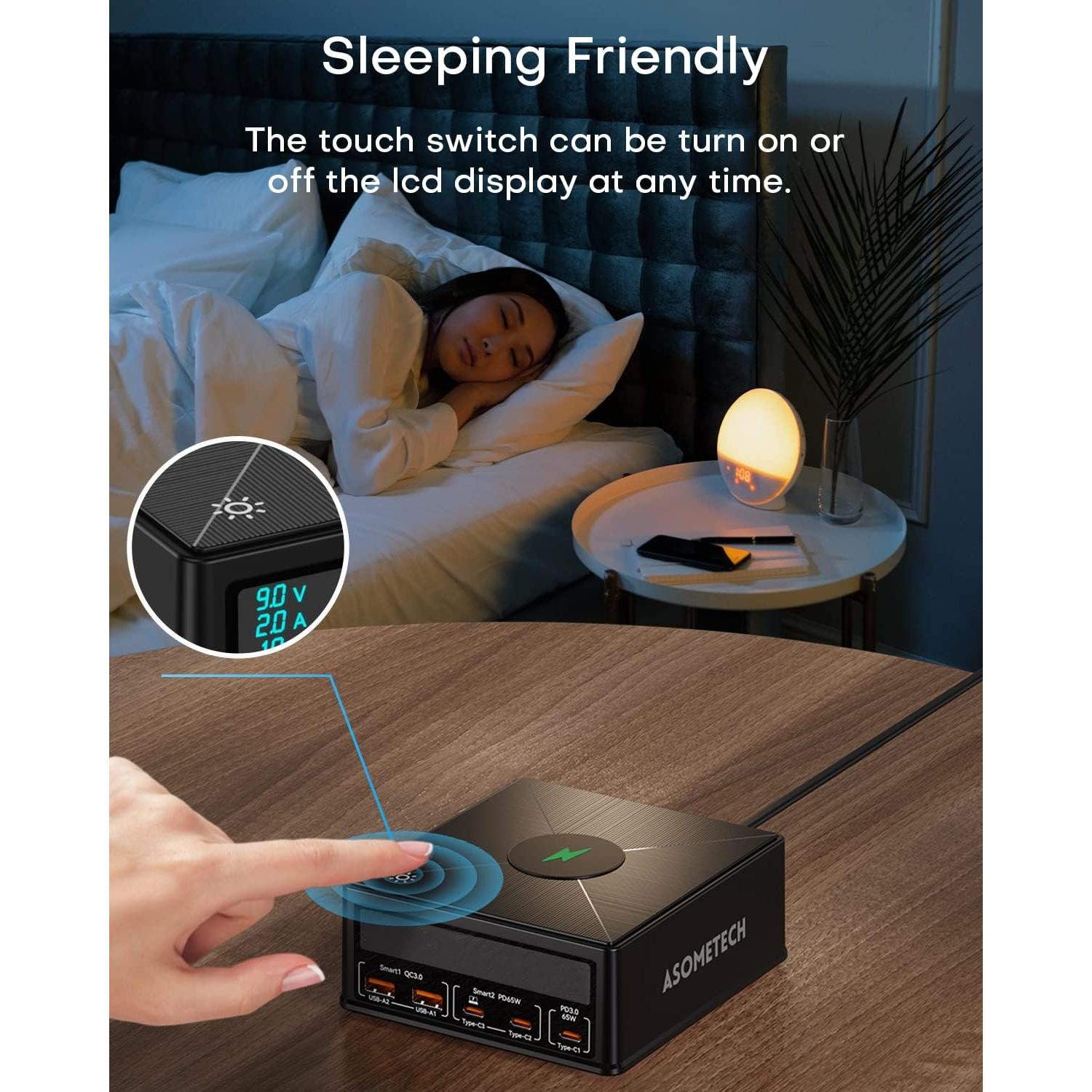 Estación de Carga ASOMETECH 160W 5 Puertos USB C PD QC3.0