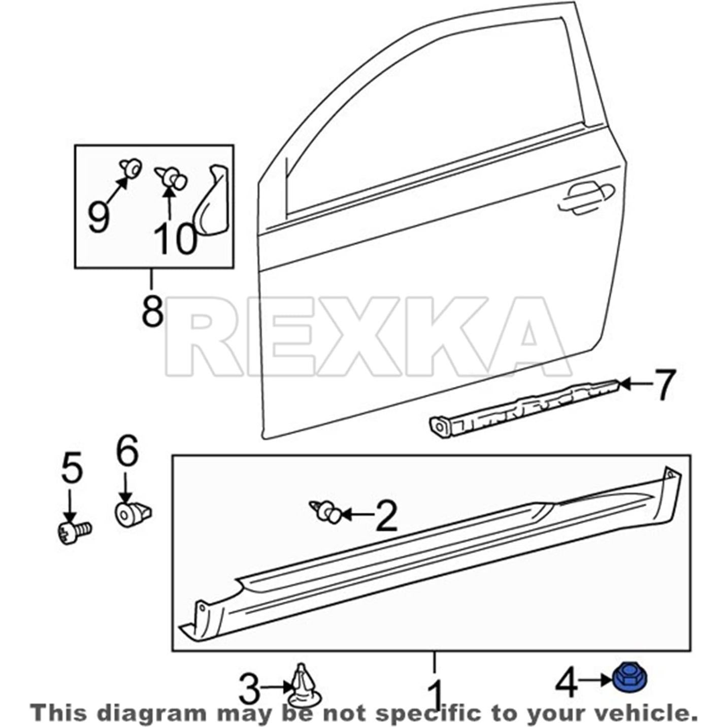 Clips de Retención de Guardabarros Rexka 10 Pcs para Toyota
