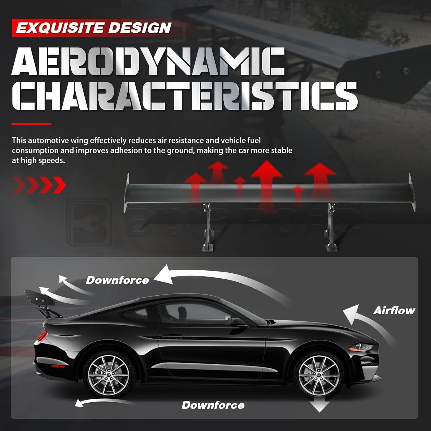 Spoiler Trasero Universal BINB ROAD 135 cm Estilo GT Negro