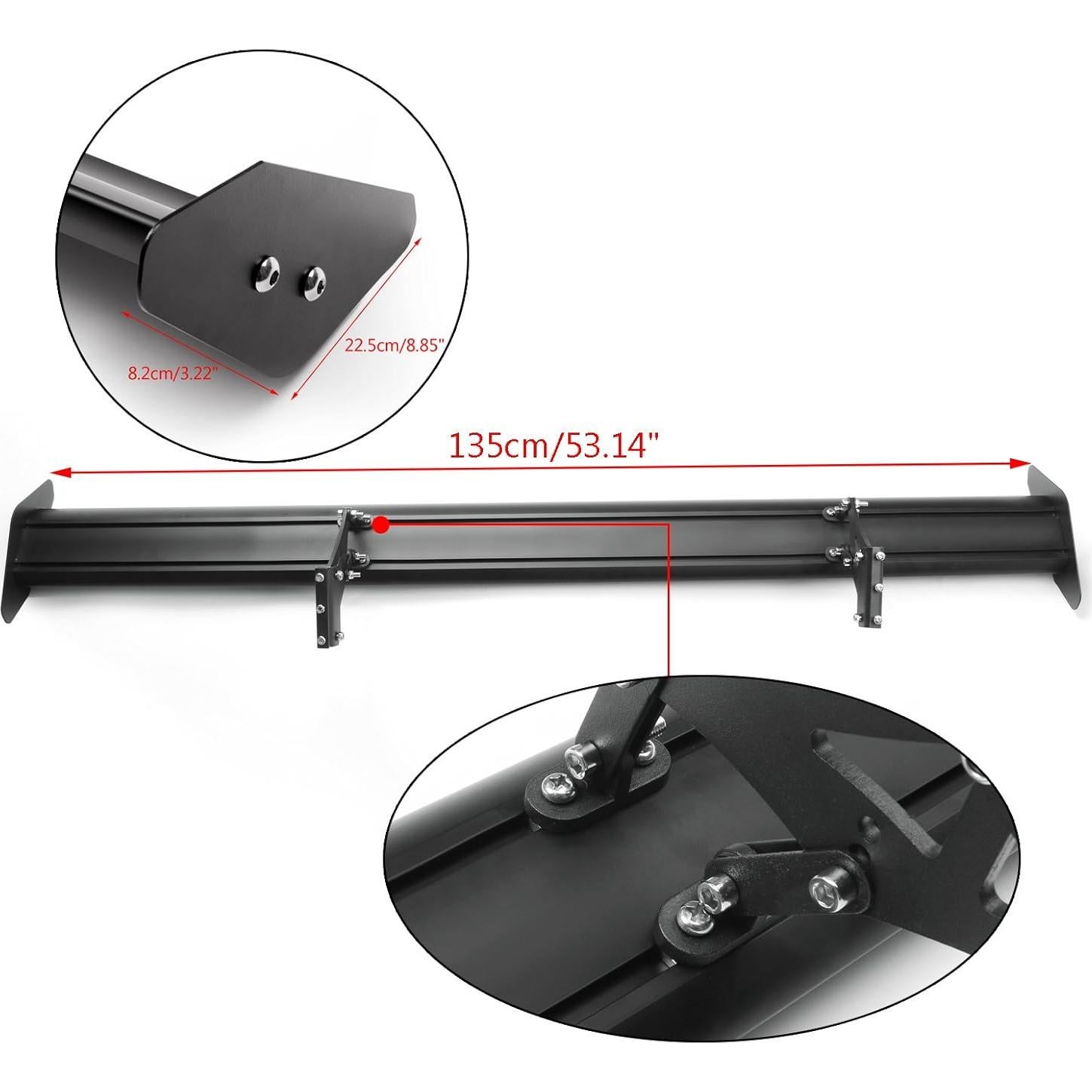 Alerón Trasero Ajustable Areyourshop de Aluminio 135cm Negro